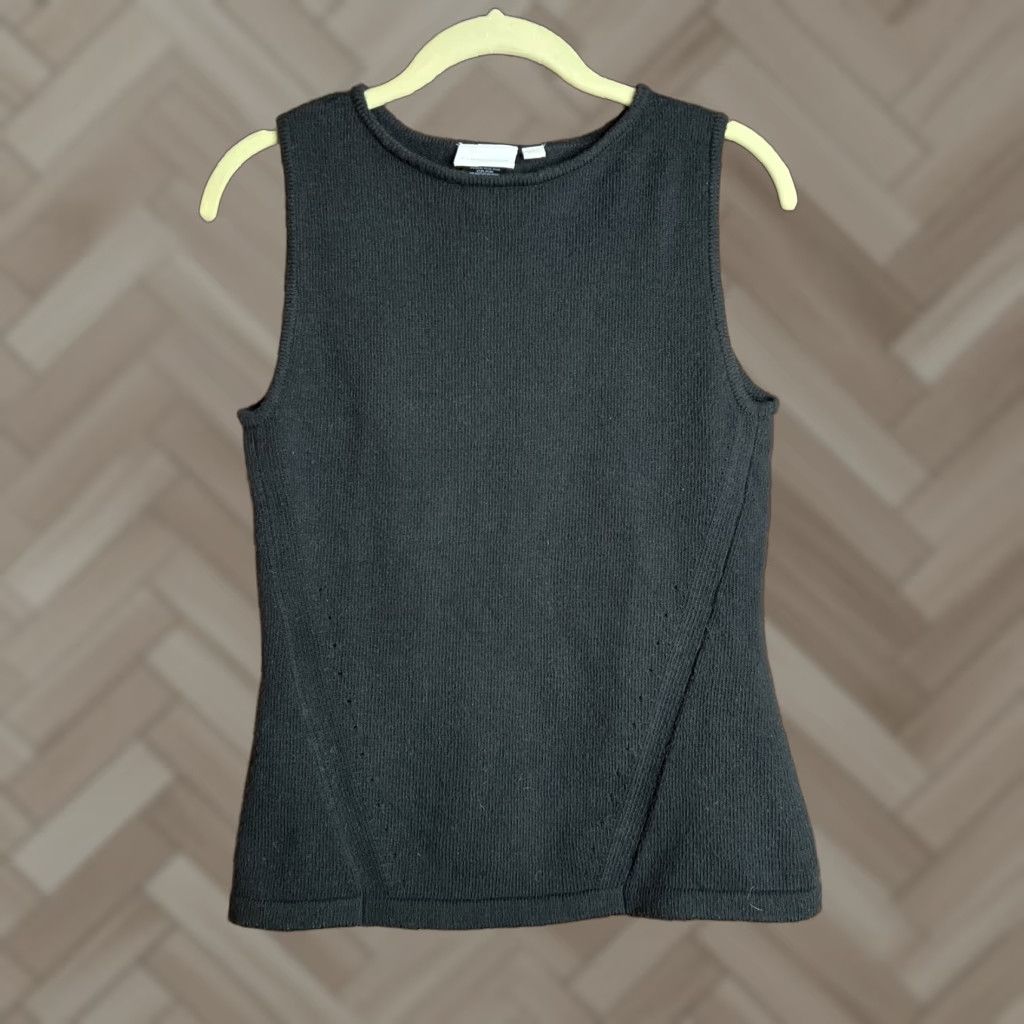 Anthropologie VINTAGE Anthropologie Ett Twa Black Wool Blend Sleeveless Womens Top Blouse Size S / US 4 / IT 40 - 1 Thumbnail