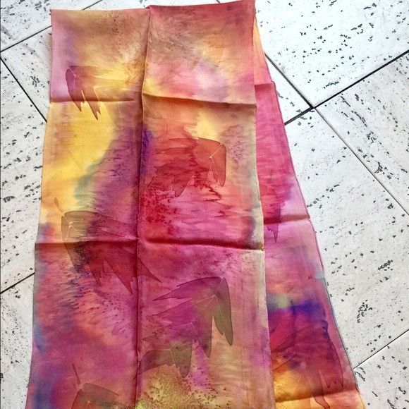 Vintage Vintage Fall Silk Long Scarf Size ONE SIZE - 4 Thumbnail