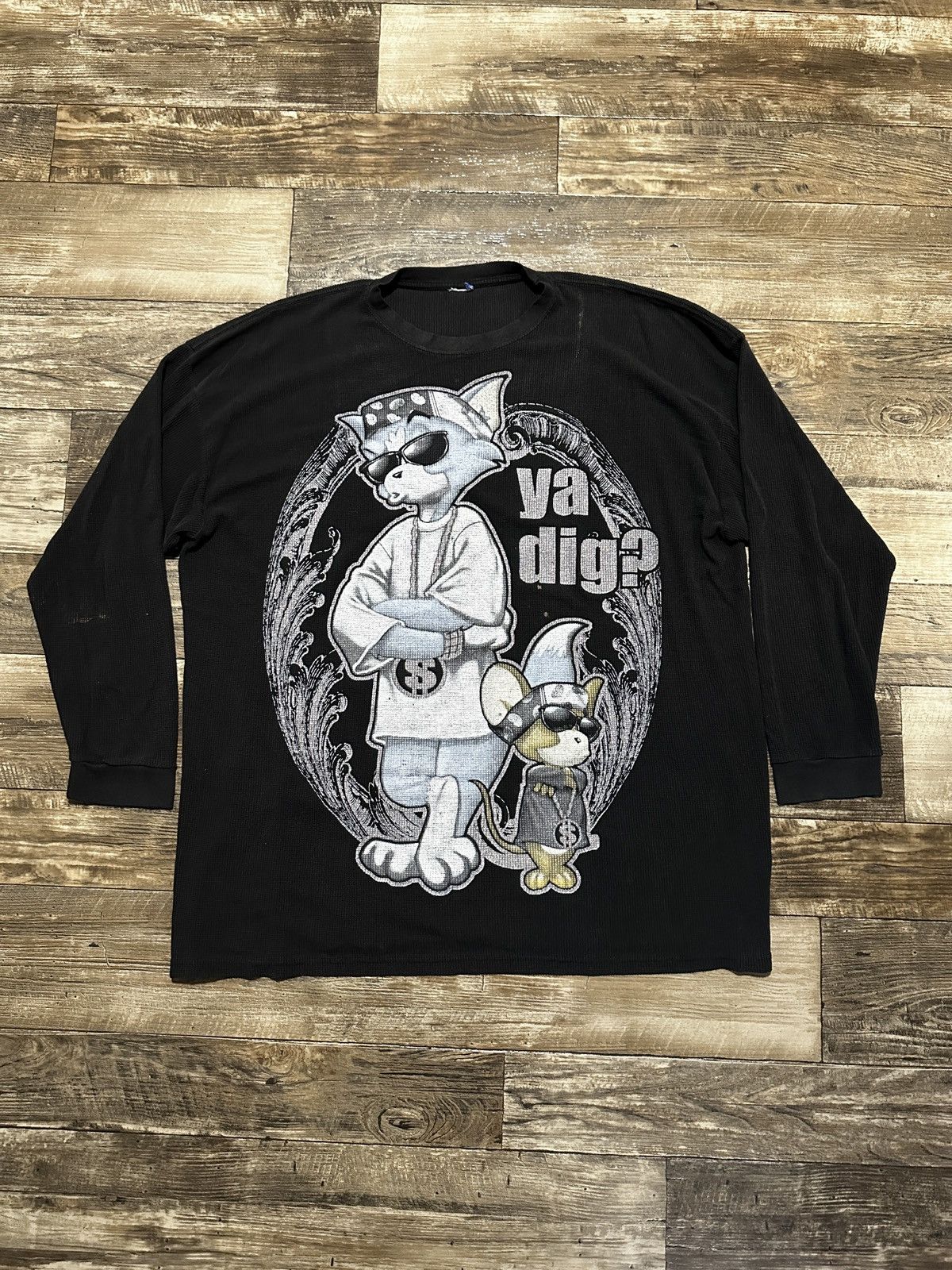 Vintage Y2K Gangster Tom & Jerry Thermal Longsleeve