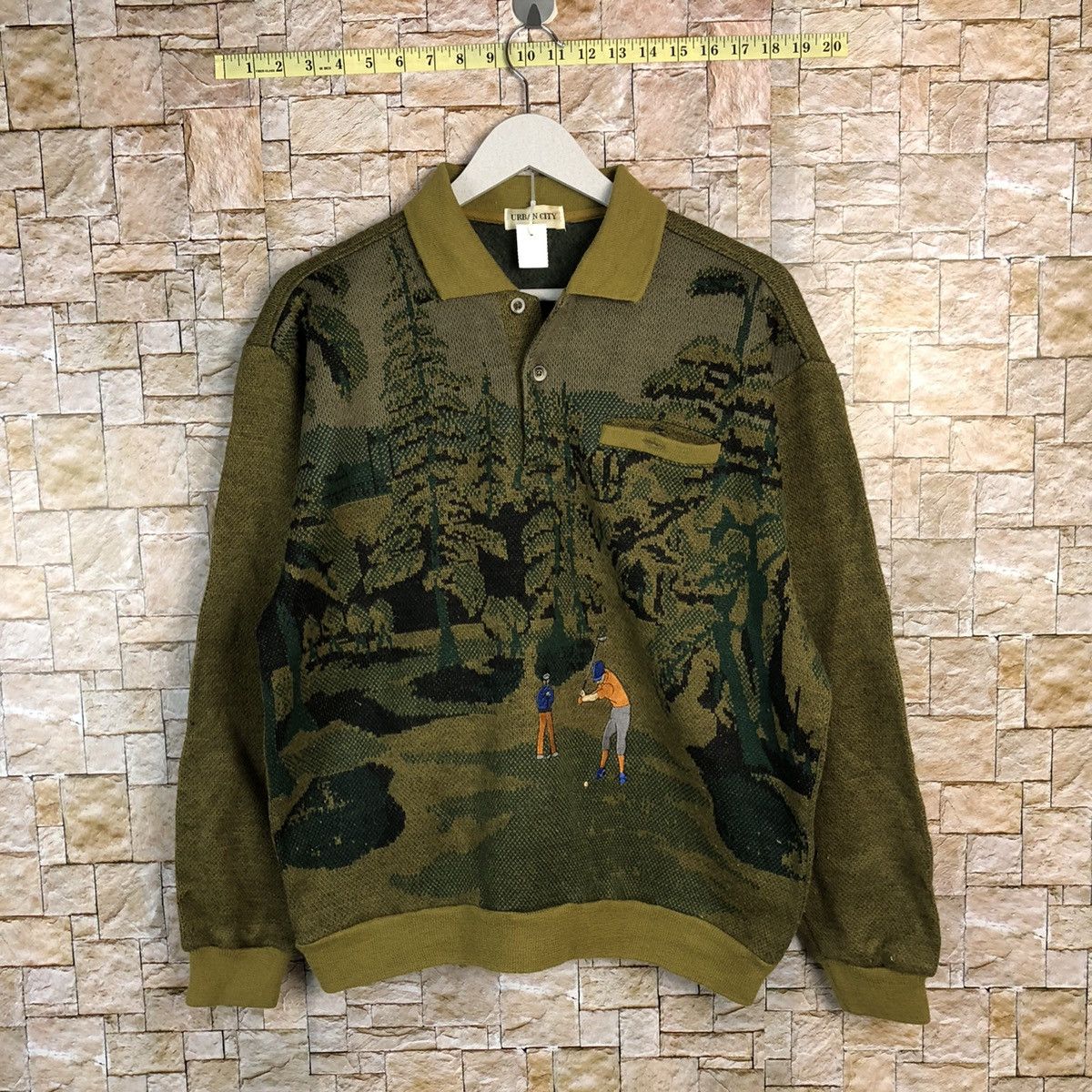 Vintage Urban City Green vintage art Knitwear #A243 Size US M / EU 48-50 / 2 - 1 Thumbnail