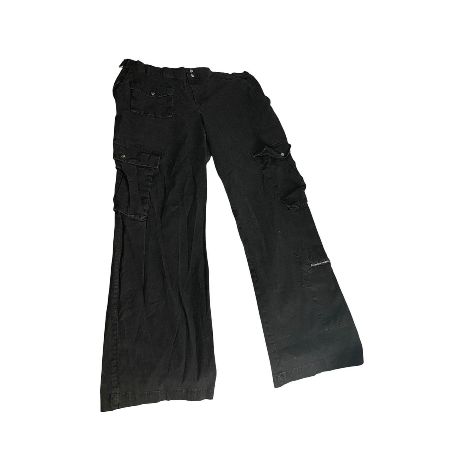 Other Y2K Streetwear Black Cargo Pants Wide Leg XL Size 34" / US 12 / IT 48 - 2 Thumbnail