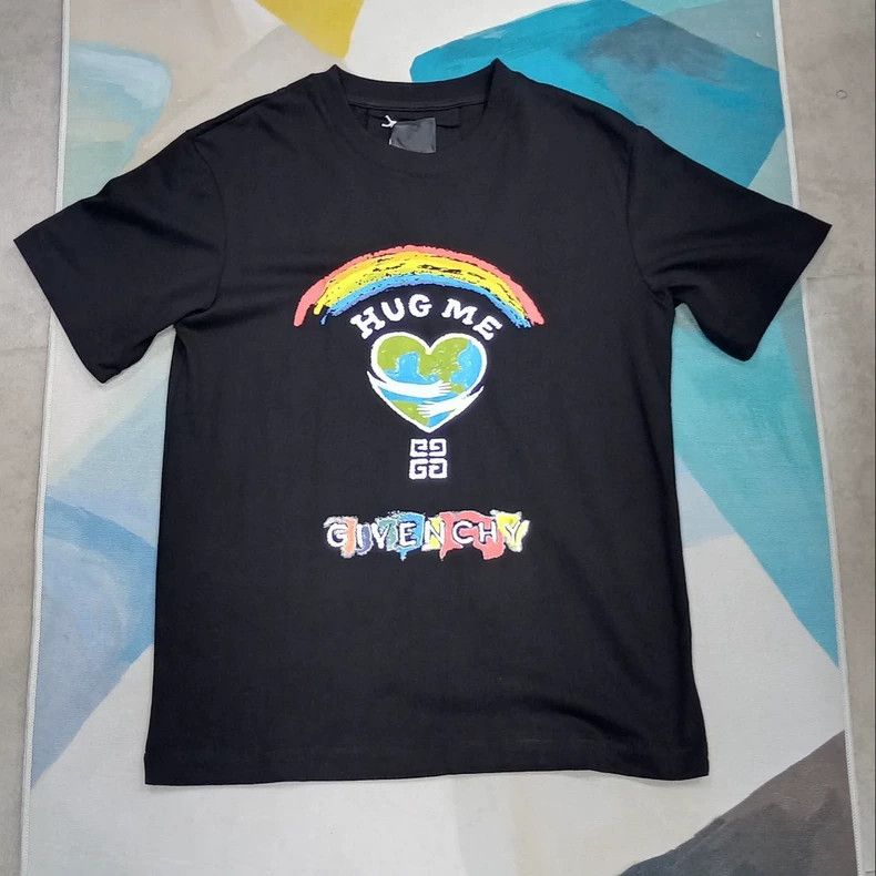 Givenchy Rainbow Logo Printed Short Sleeve T-Shirt Black