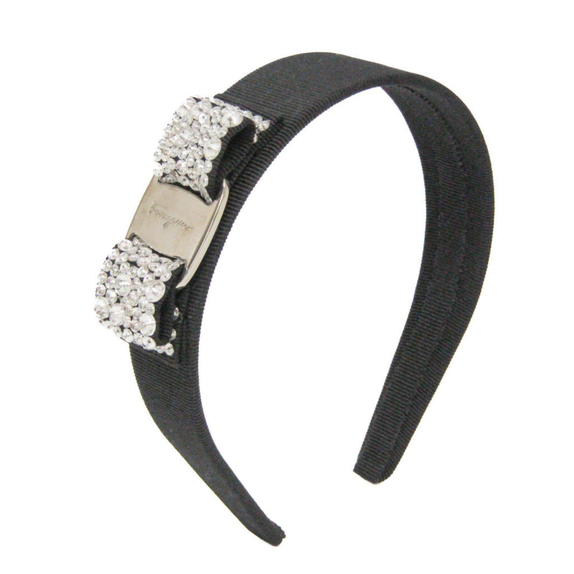 Salvatore Ferragamo Salvatore Ferragamo Vara Cotton,Metal,Rhinestone Women's Alice Band Black,Clear Size ONE SIZE - 1 Thumbnail