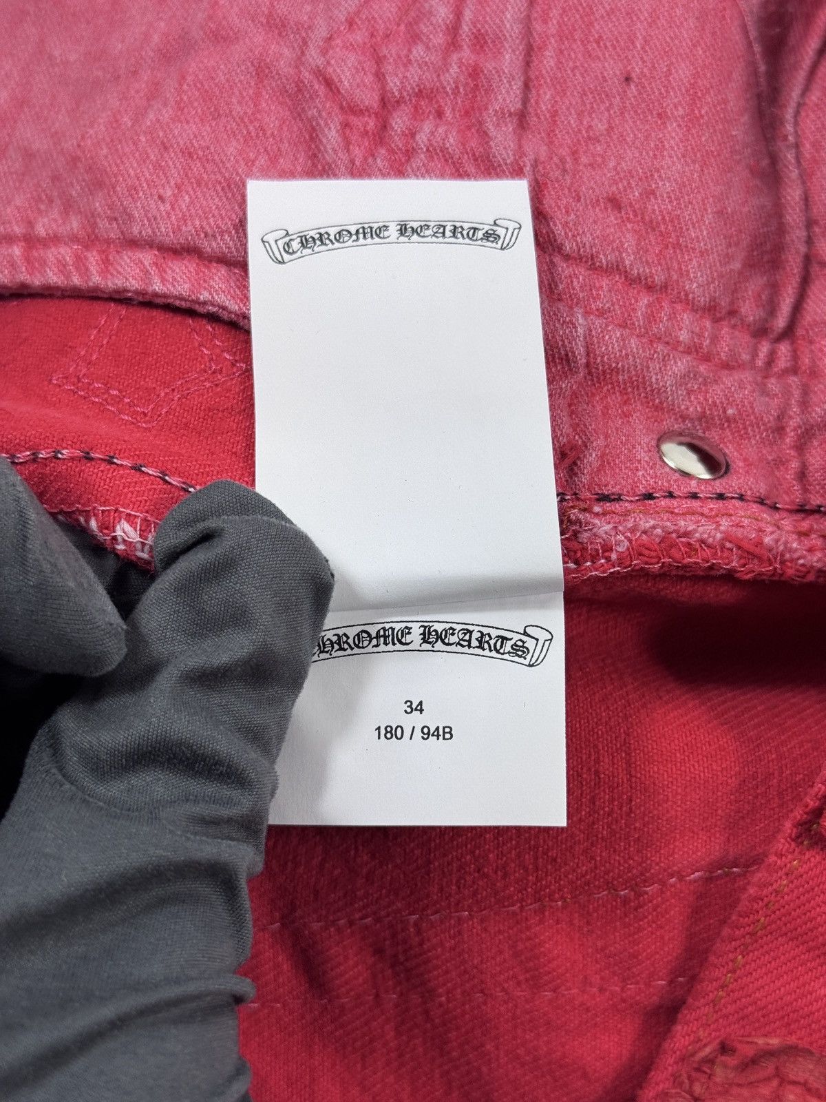 Chrome Hearts LEATHER CROSS SILVER DETAILED RED DYED VINTAGE LEVI ‘S JEANS Size US 34 / EU 50 - 11 Thumbnail
