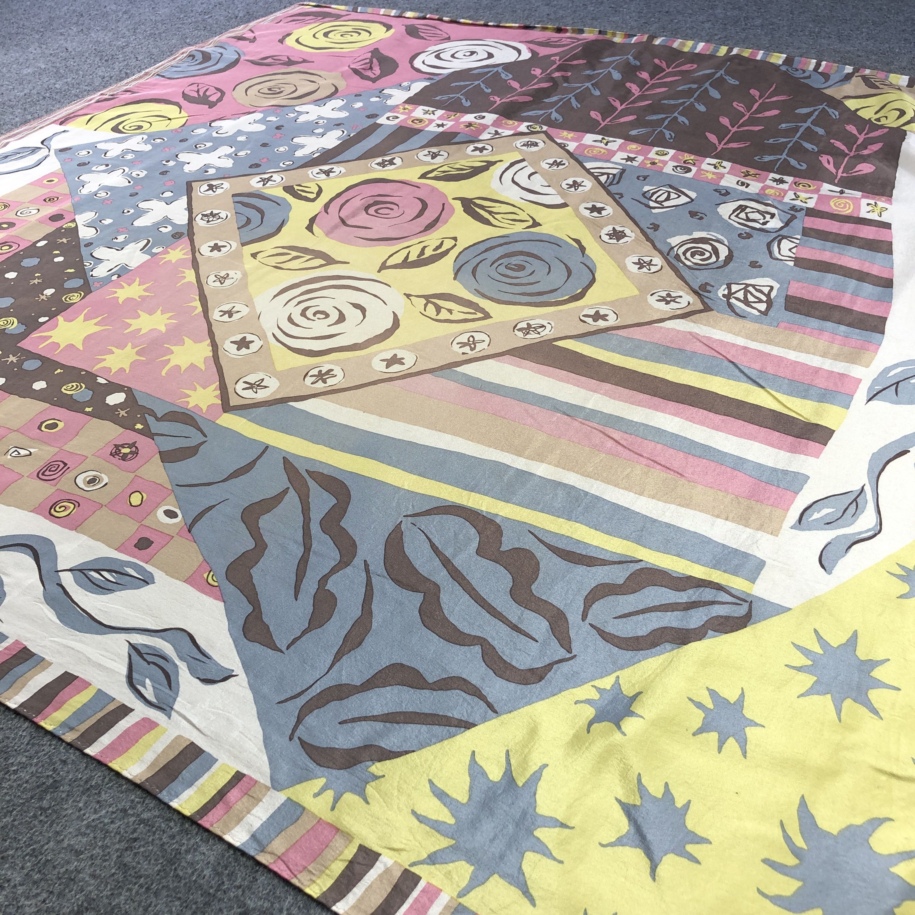 Vintage Abstract Design Silk Scarf M1095 Size ONE SIZE - 3 Thumbnail