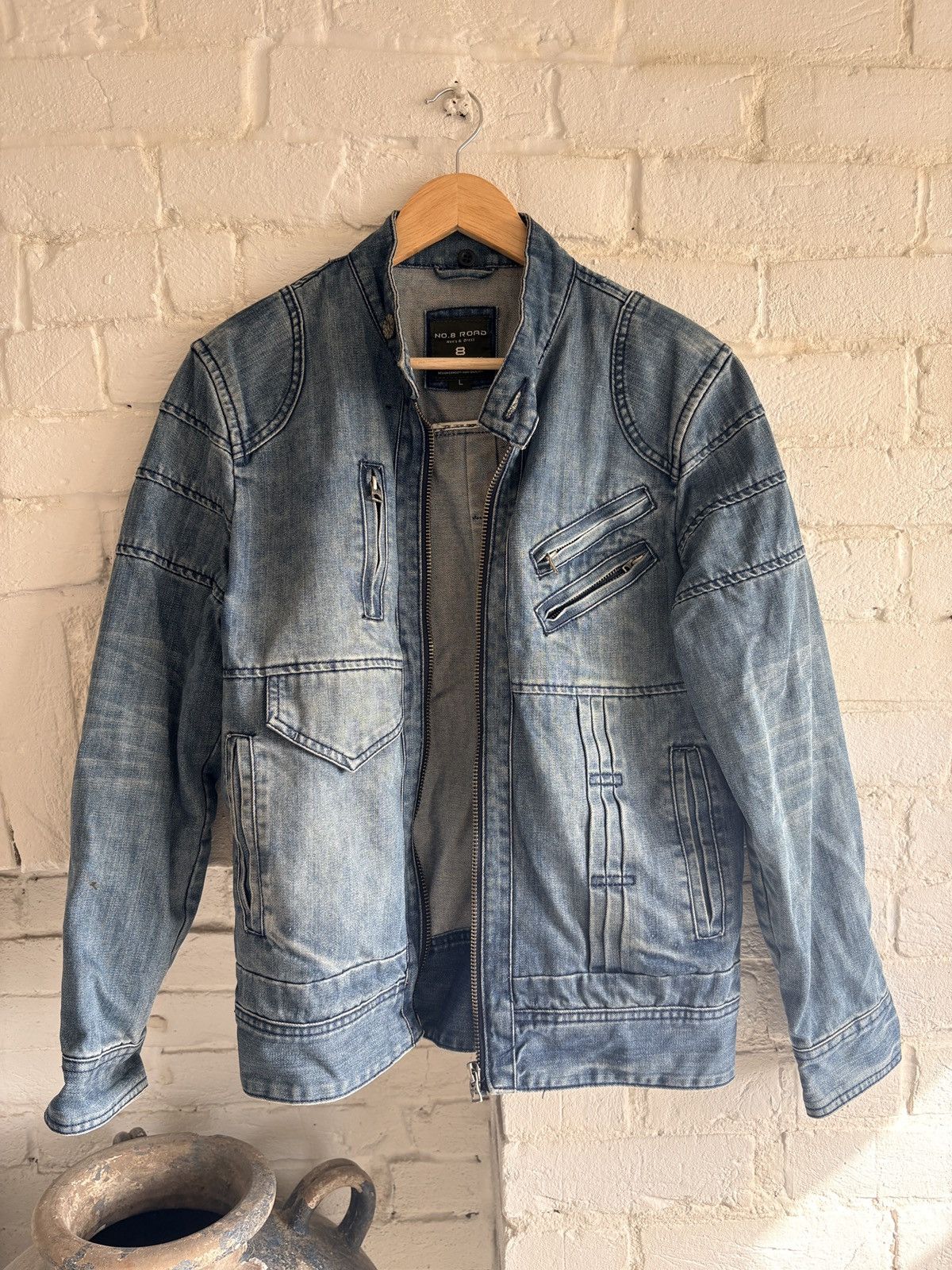 Vintage Vintage Washed Denim Biker Jacket Size L Size US M / EU 48-50 / 2 - 1 Thumbnail