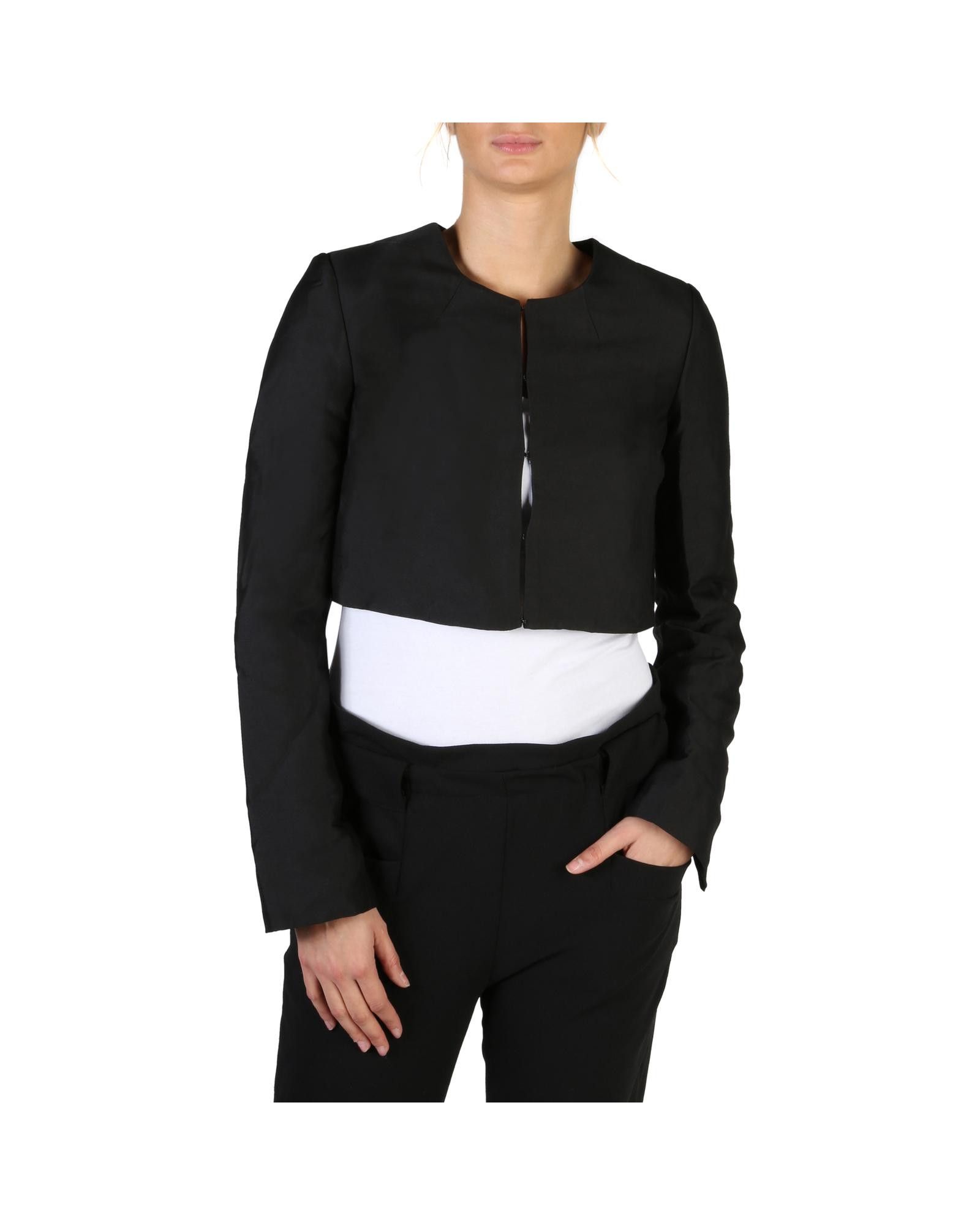 image of Guess Front Fastening Long Sleeve Cotton Blend Jacket in Black, Women's (Size Medium)