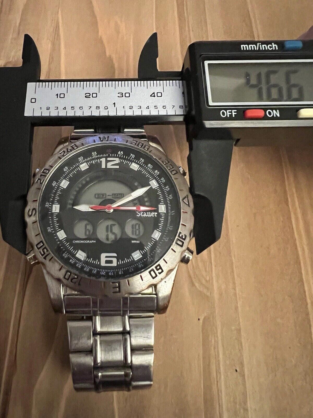 Designer Vintage STAUER CHRONOGRAPH mens watch New Battery Size ONE SIZE - 2 Thumbnail