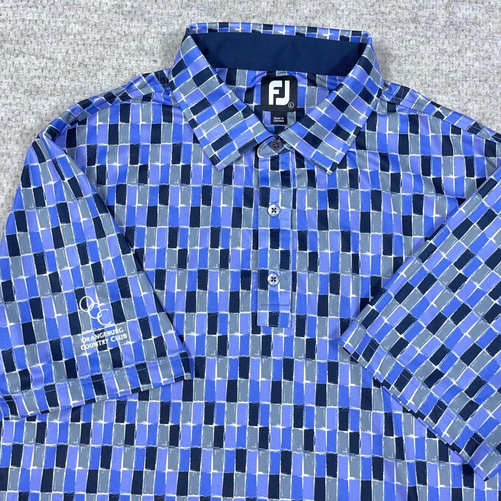 Footjoy FootJoy Polo Shirt Men Large Purple Geometric Orangeburg Country Club Golf Adult Size US L / EU 52-54 / 3 - 3 Thumbnail