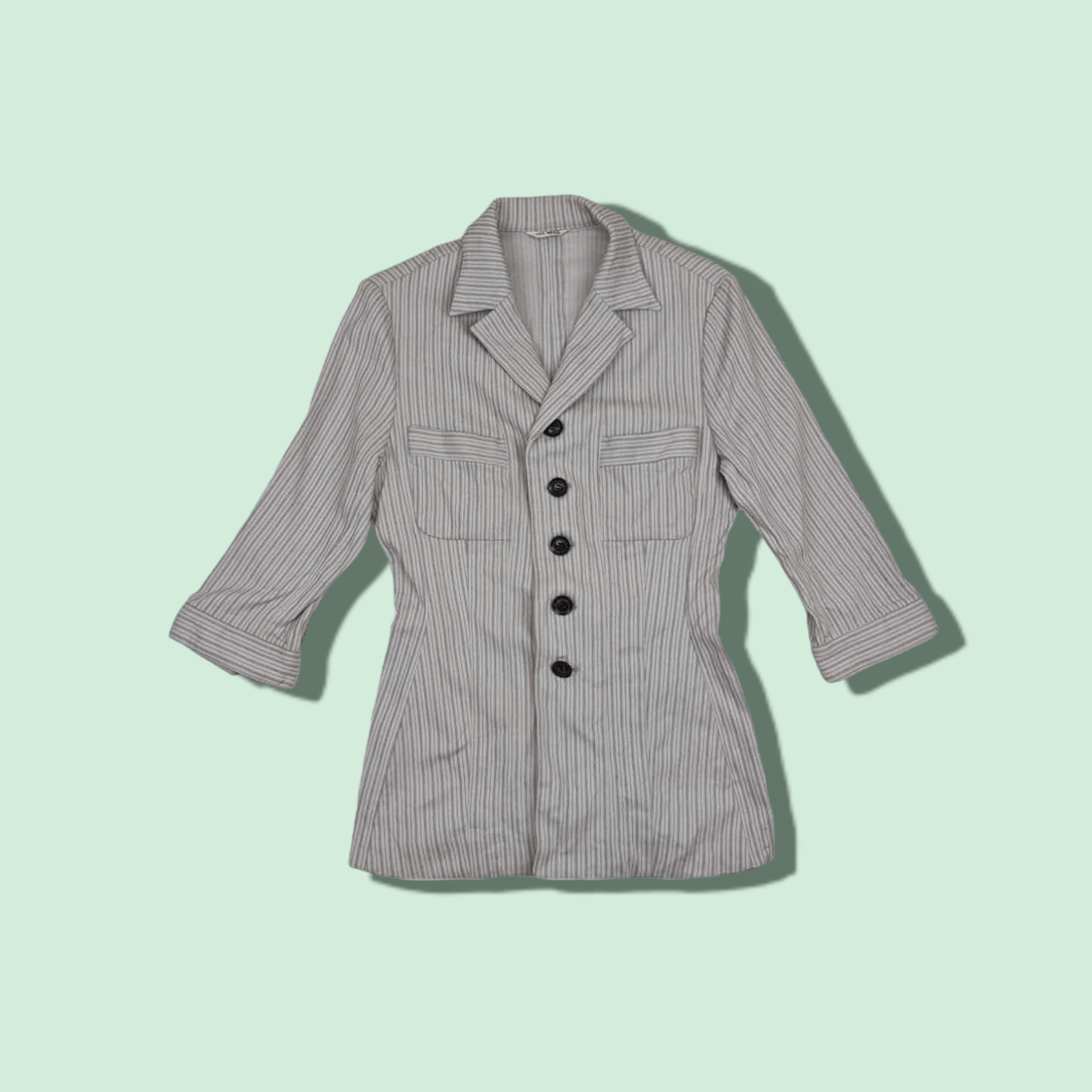 Japanese Brand Japan HIS MISS Striped Smart Casual Blazer Trench Coat Style Size XS / US 0-2 / IT 36-38 - 1 Thumbnail