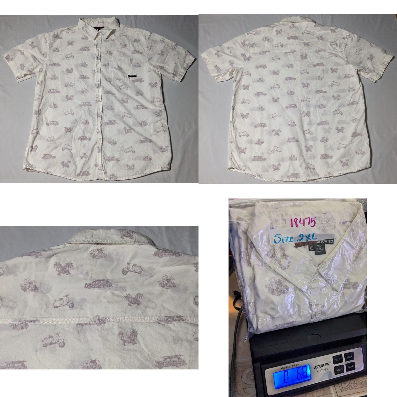 Off-White DISTORTION Men Shirt 2XL Cotton Off-White Moped Scooters Surfboard Reverse Print Shirt Size US XXL / EU 58 / 5 - 9 Thumbnail