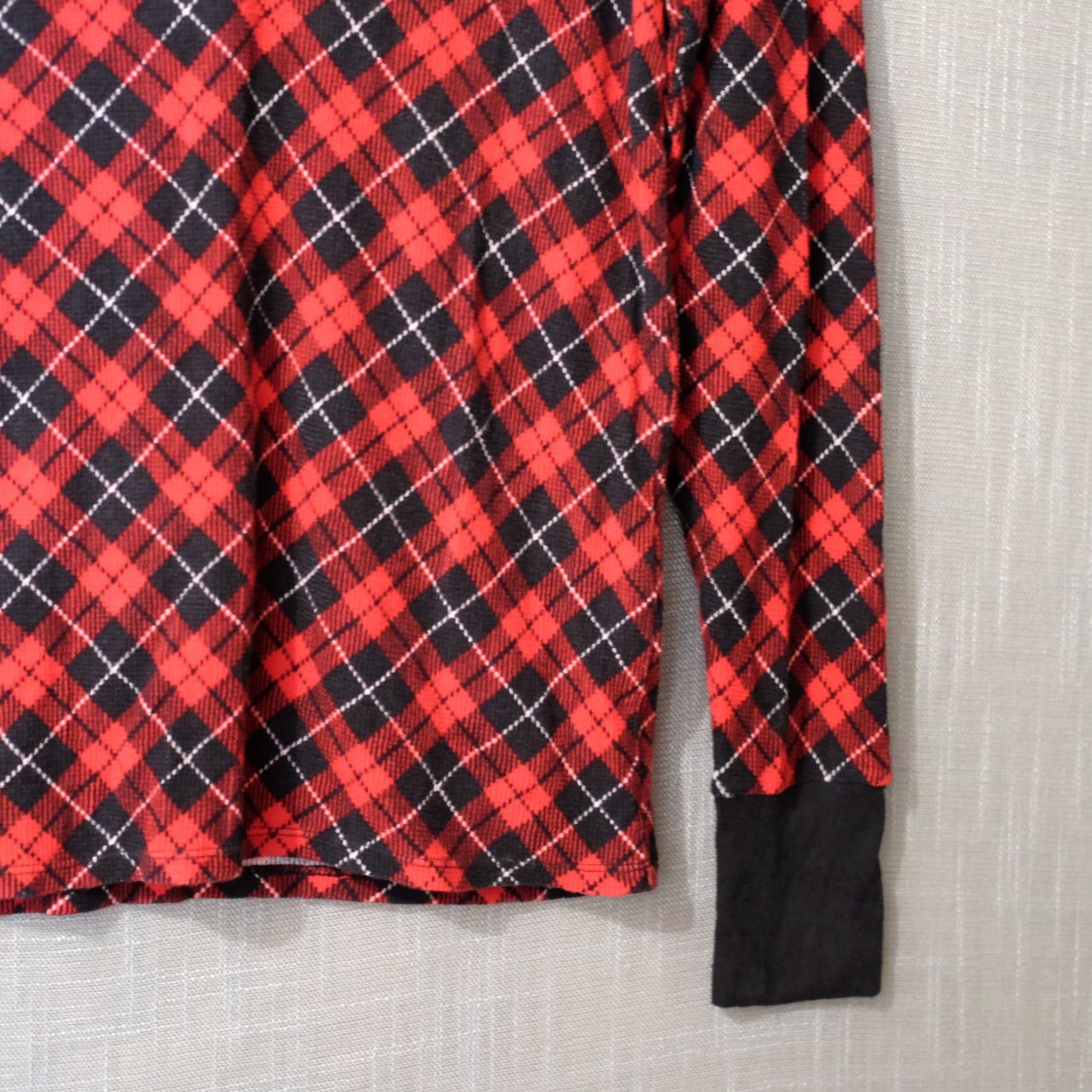 Victoria's Secret Victoria’s Secret Thermal Red/Black Plaid Pajamas Top Stretch Womens M #H99-50 Shirt Size M / US 6-8 / IT 42-44 - 4 Thumbnail