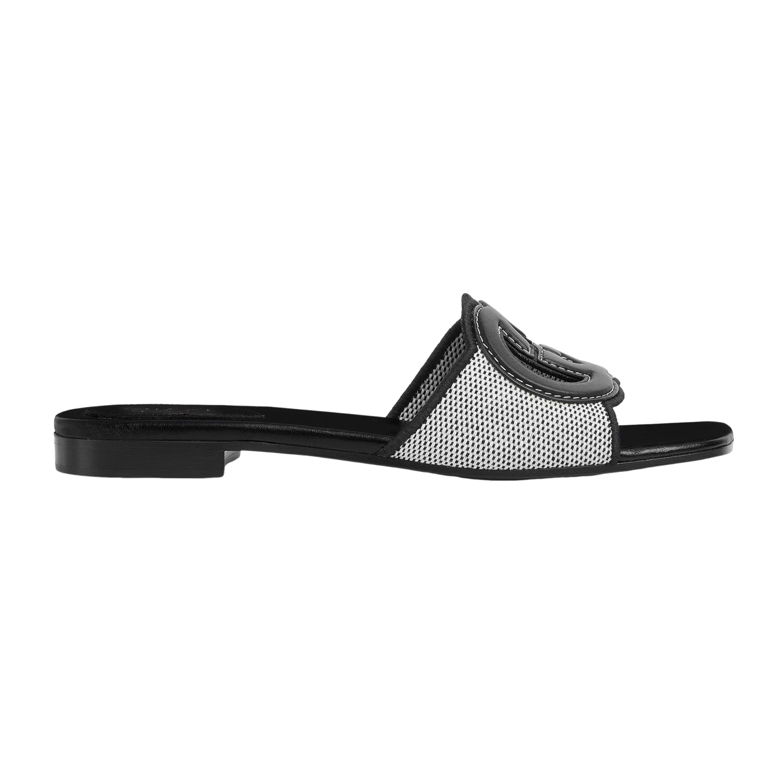 Gucci GUCCI New Black Leather Interlocking G Slide Sandals Size US 6.5 / IT 36.5 - 2 Thumbnail