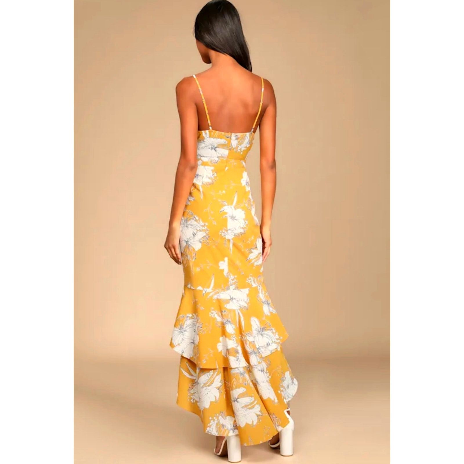 Other Lulu’s Darling Daylily Mustard Floral Hi-Lo Maxi Dress M Size M / US 6-8 / IT 42-44 - 4 Thumbnail