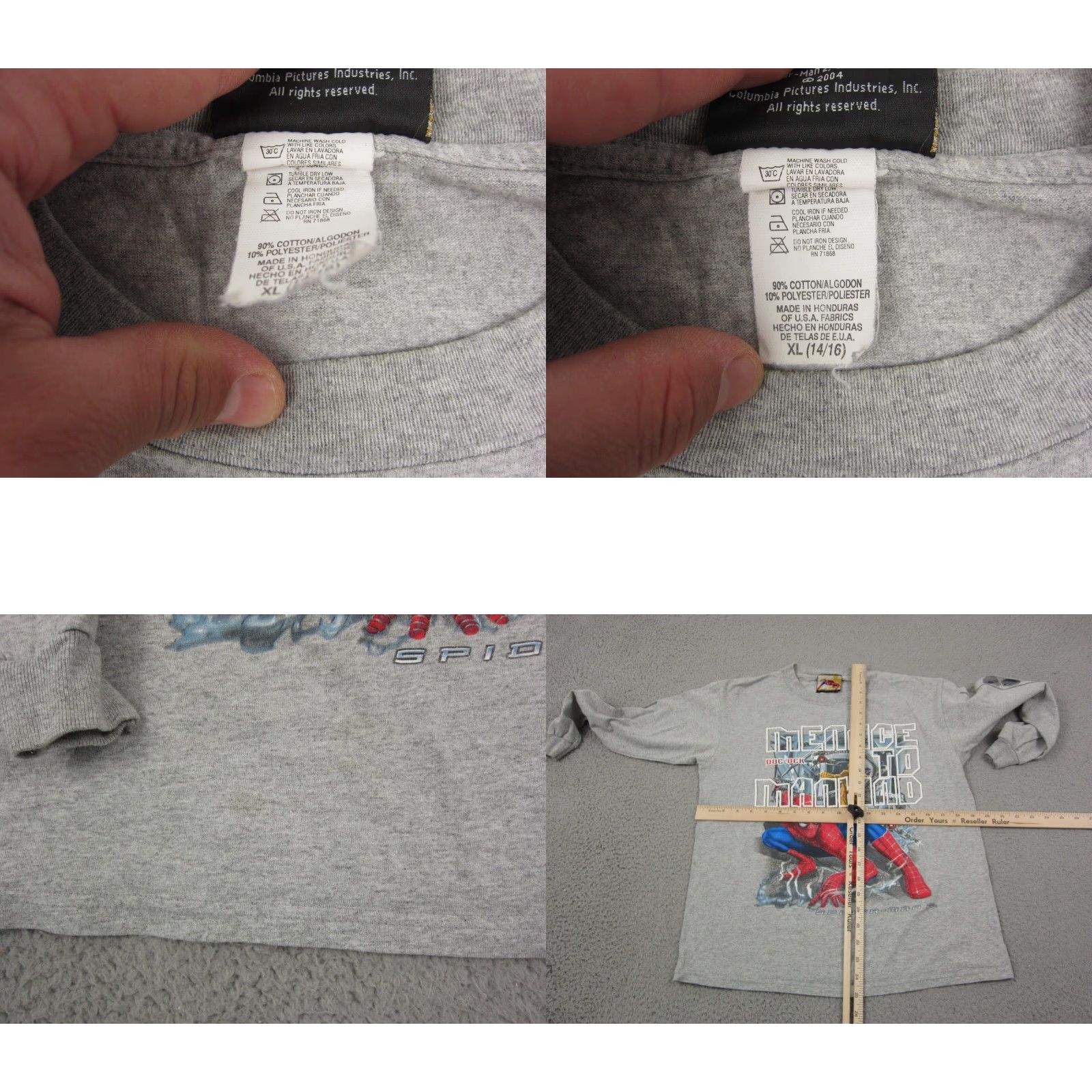 Vintage Spiderman Vintage Shirt Mens XL Gray 90s Menace to Mankind Spider-Man Pullover Crew Neck Knit Sweatshirt Size US XL / EU 56 / 4 - 8 Thumbnail