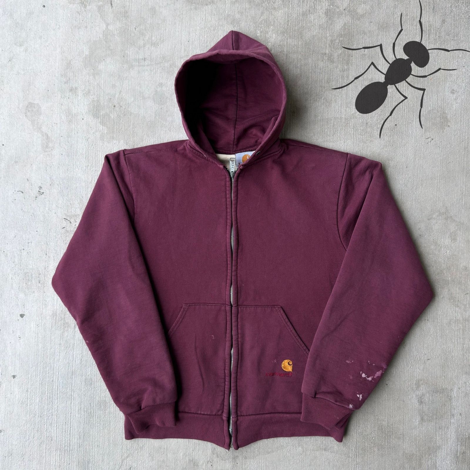 Carhartt × Vintage Carhartt burgundy hoodie work wear sweatshirt Size US S / EU 44-46 / 1 - 1 Thumbnail