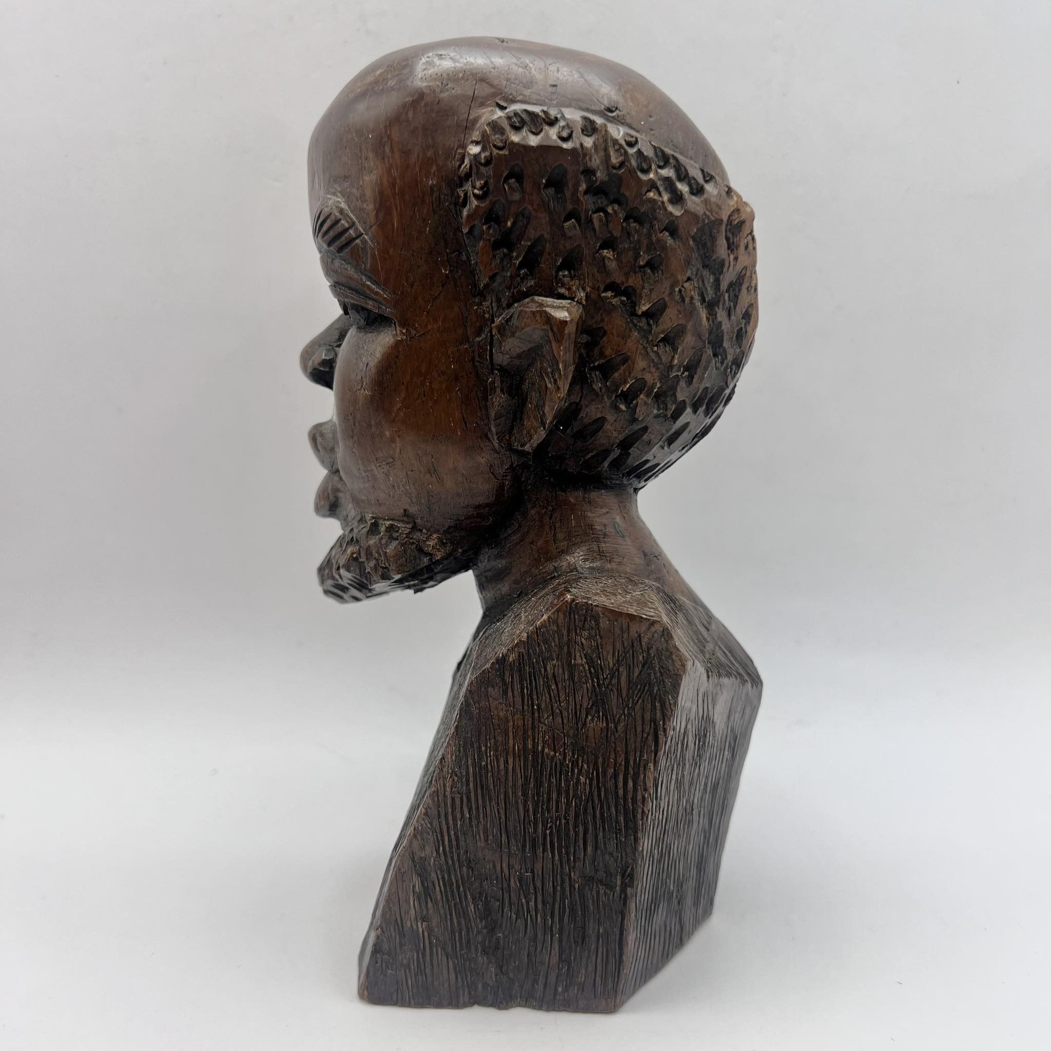 Handmade Vintage Tribal African Man Bust Figure Wood Ebanos Size ONE SIZE - 4 Thumbnail