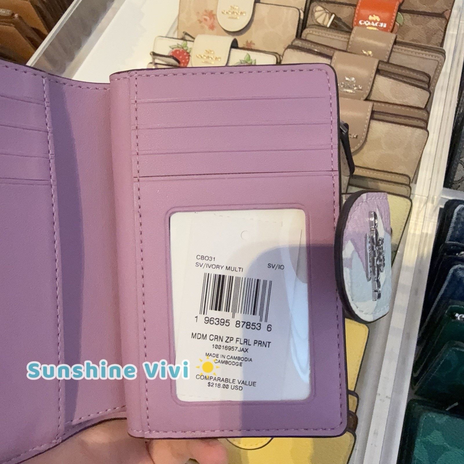 Coach NWT Coach Medium Corner Zip Wallet CBO31 Silver/Ivory Multi Size ONE SIZE - 6 Thumbnail
