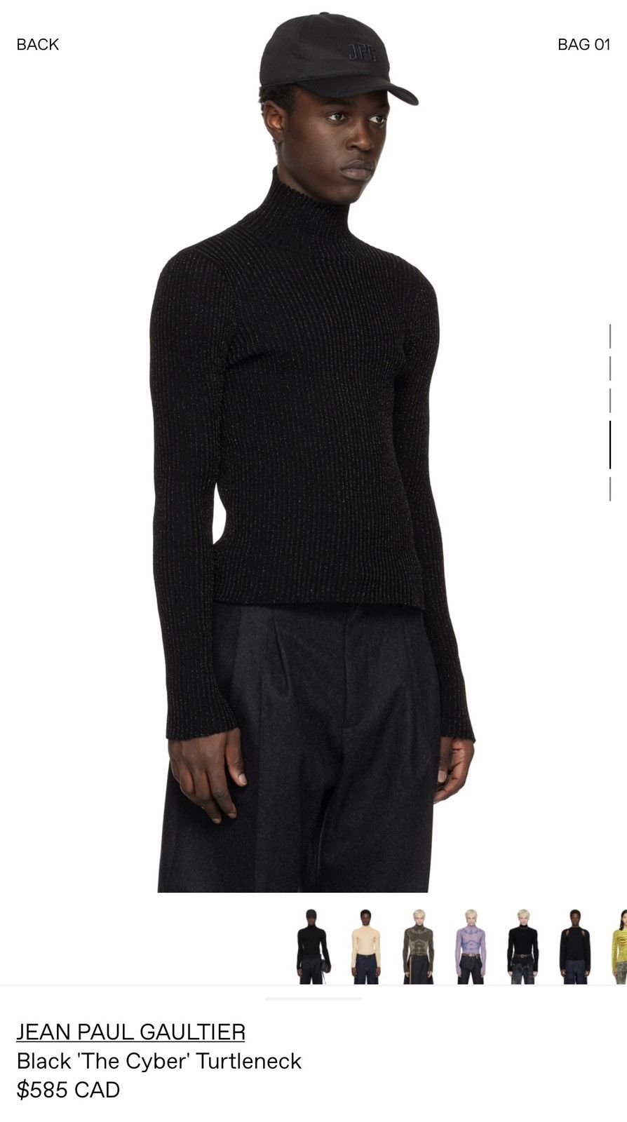 image of Jean Paul Gaultier Cyber Turtleneck in Black, Men's (Size 2XL)