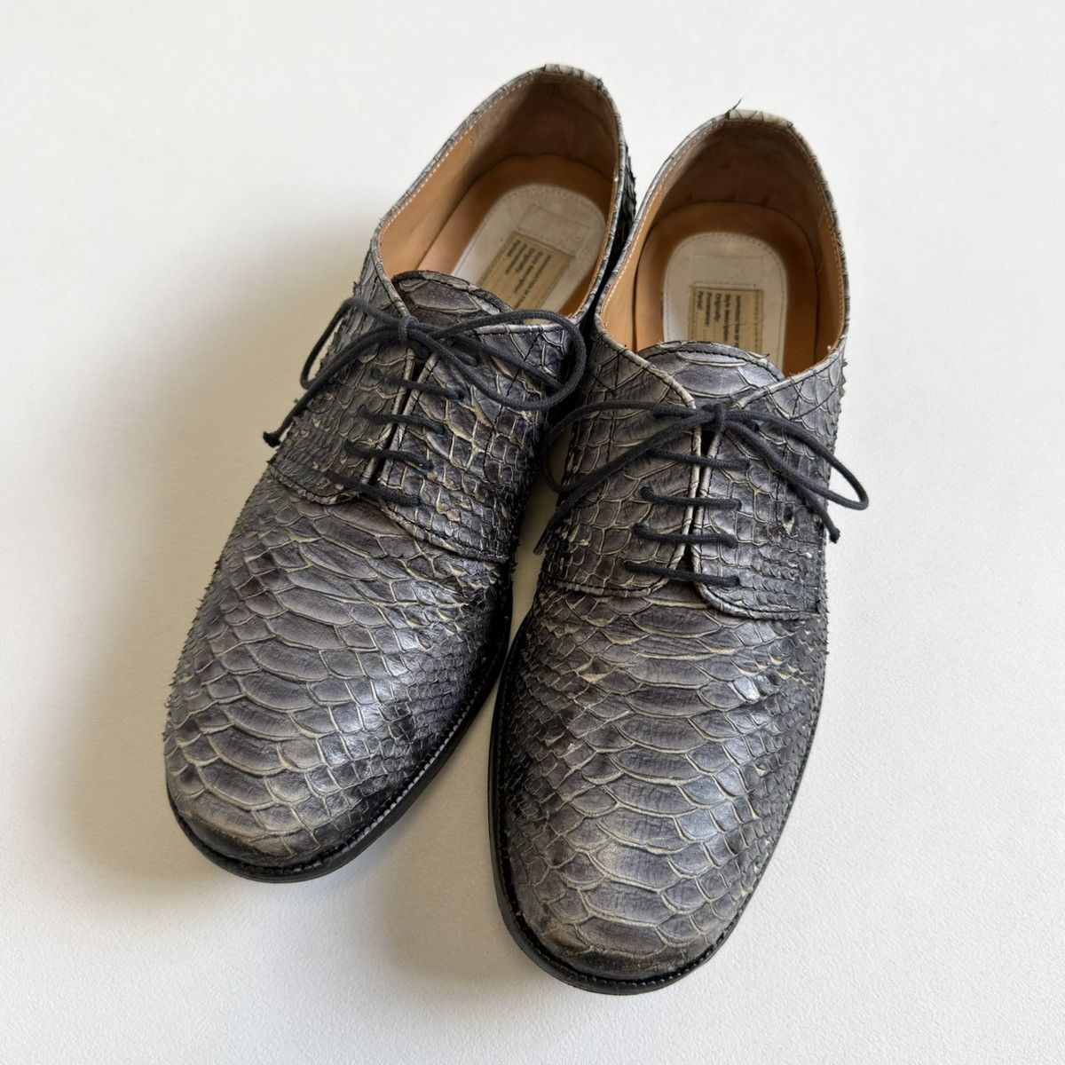 Maison Margiela Gray Snakeskin Lace Up Leather Shoes Size US 7 / IT 37 - 7 Thumbnail