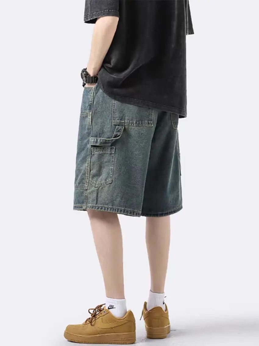 Designer × Japanese Brand Washed Lumberjack Loose Fit Denim Shorts Size US 33 - 2 Thumbnail
