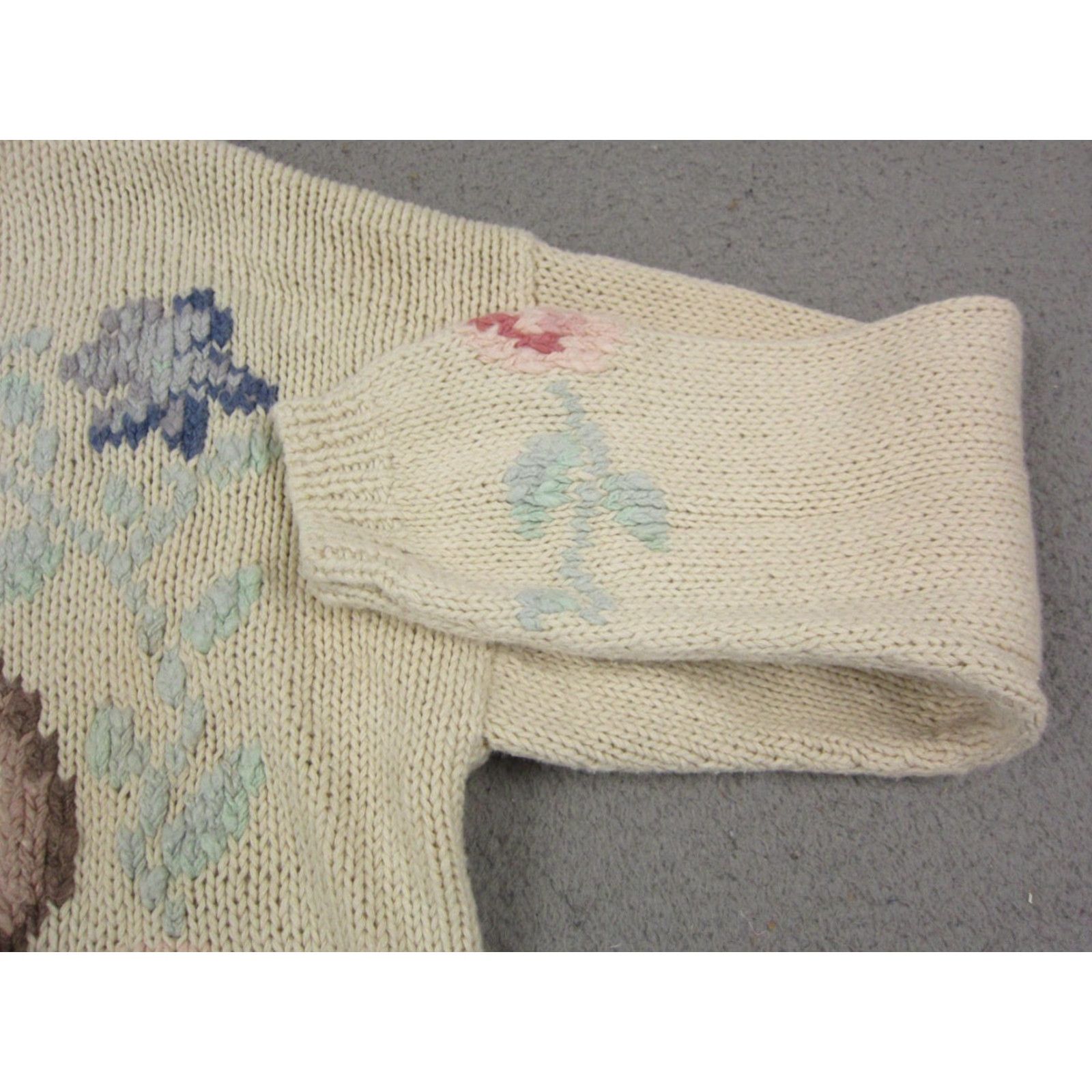 Vintage VINTAGE Michelle Stuart Sweater Women L Crew Neck Floral Knit Pullover 90s Ivory Size L / US 10 / IT 46 - 6 Thumbnail