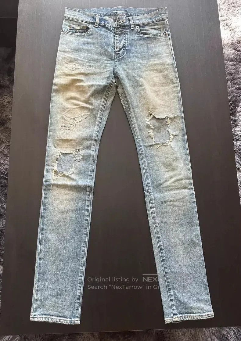 Saint Laurent Paris YSL Washed Distressed Skinny Jeans. Size US 29 - 1 Thumbnail