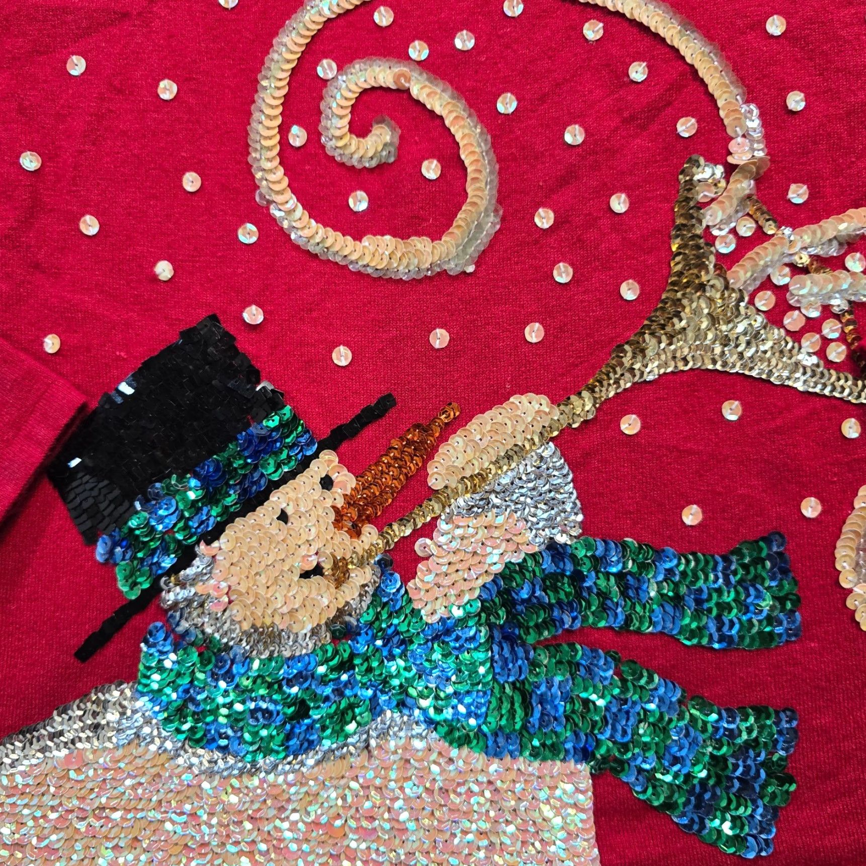 Vintage Tiara International Sweater Womens Small Red Sequin Snowman Ugly Christmas Party Size S / US 4 / IT 40 - 4 Thumbnail