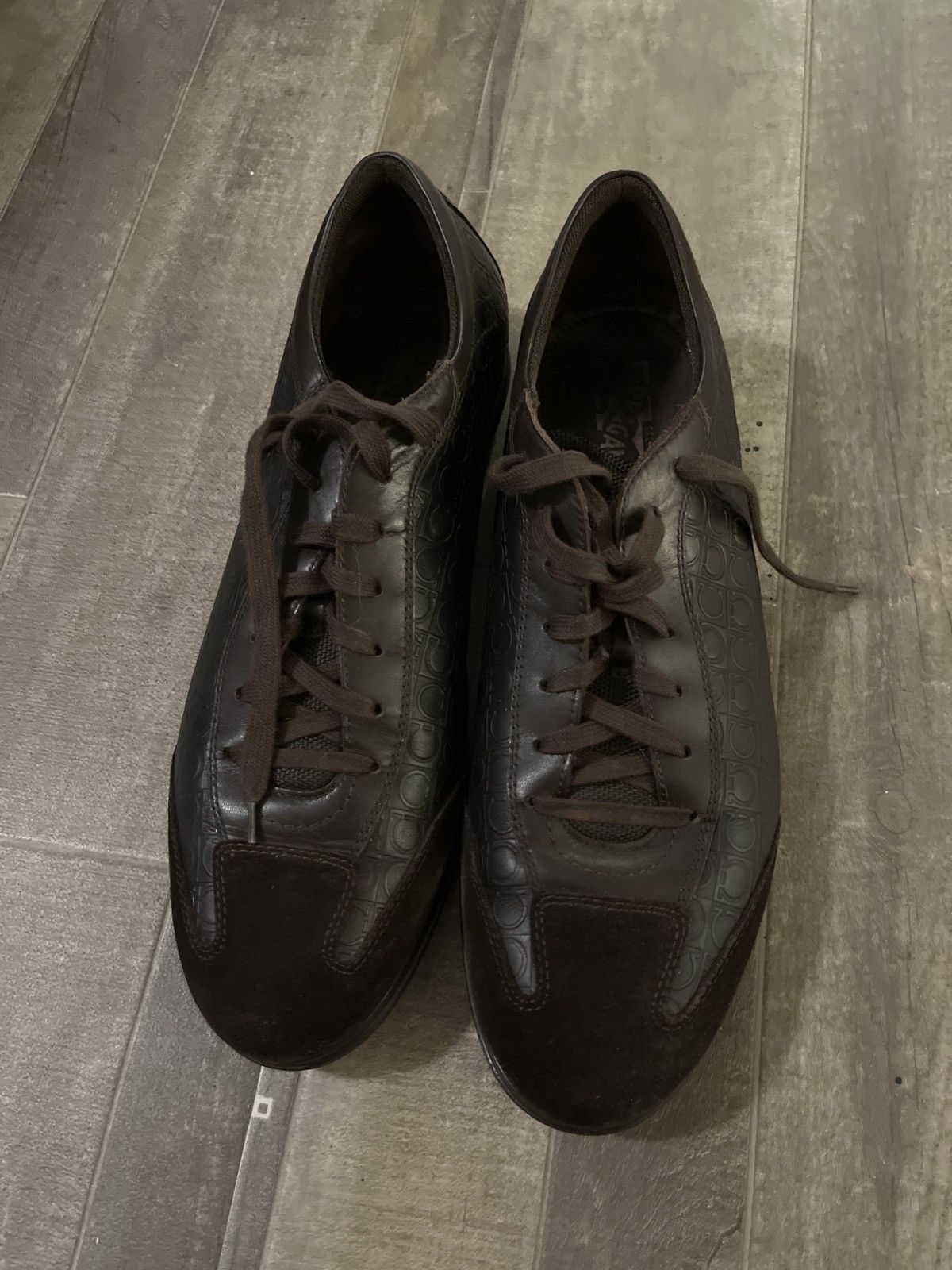Salvatore Ferragamo Ferragamo Embossed Leather Shoes - Brown - 13 D Size US 13 / EU 46 - 7 Thumbnail