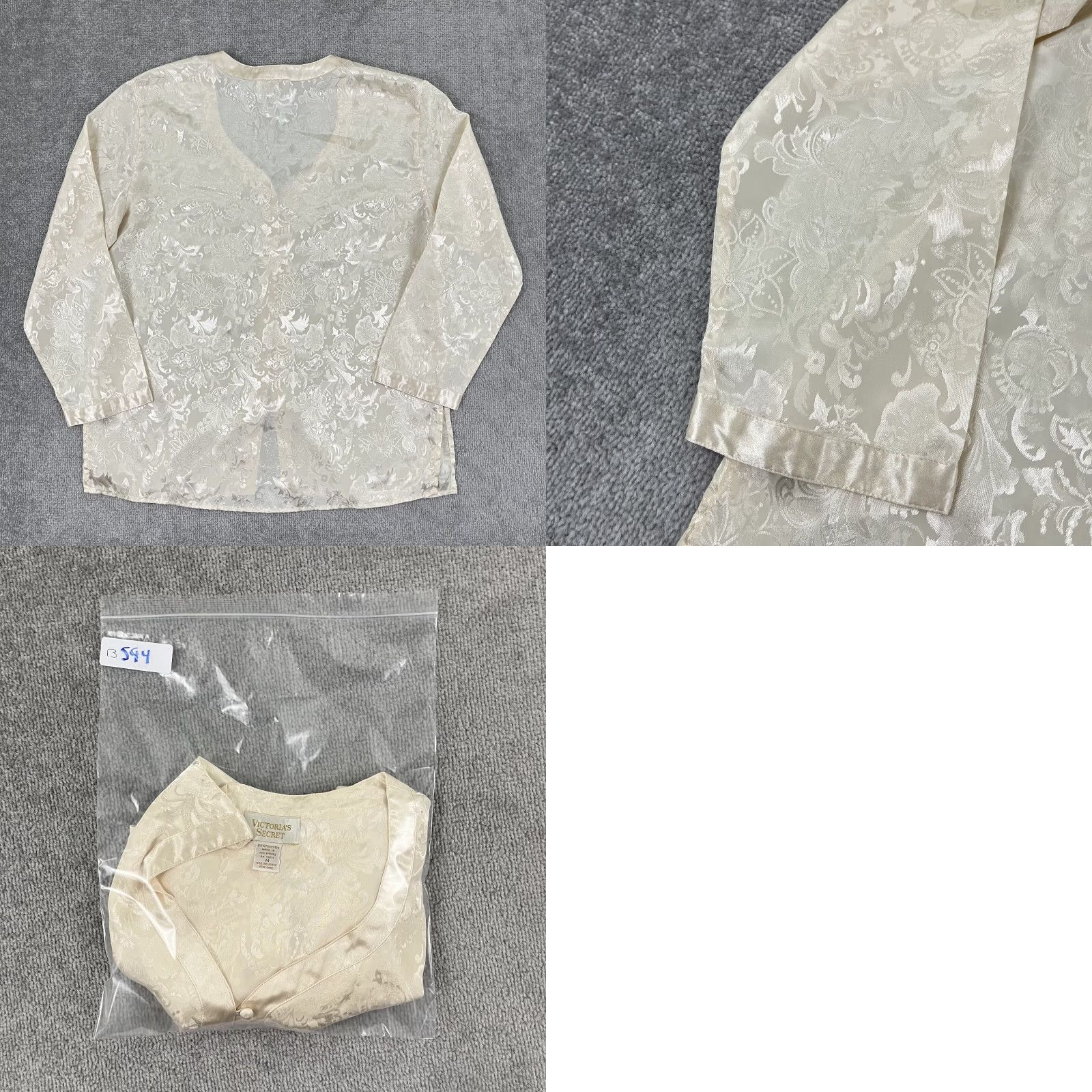 Victoria's Secret VINTAGE VICTORIA'S SECRET Shirt Women Medium Ivory Gold Label Floral Pajama Sleep Top Size M / US 6-8 / IT 42-44 - 8 Thumbnail