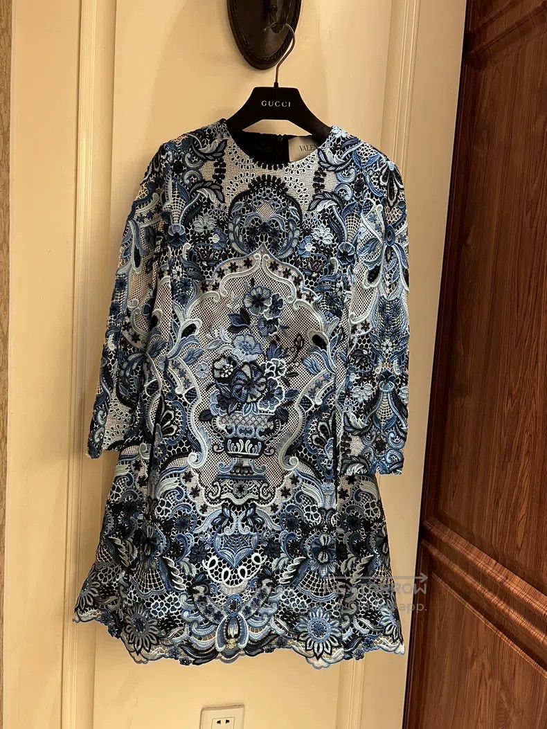 Valentino Blue and white porcelain embroidered dress