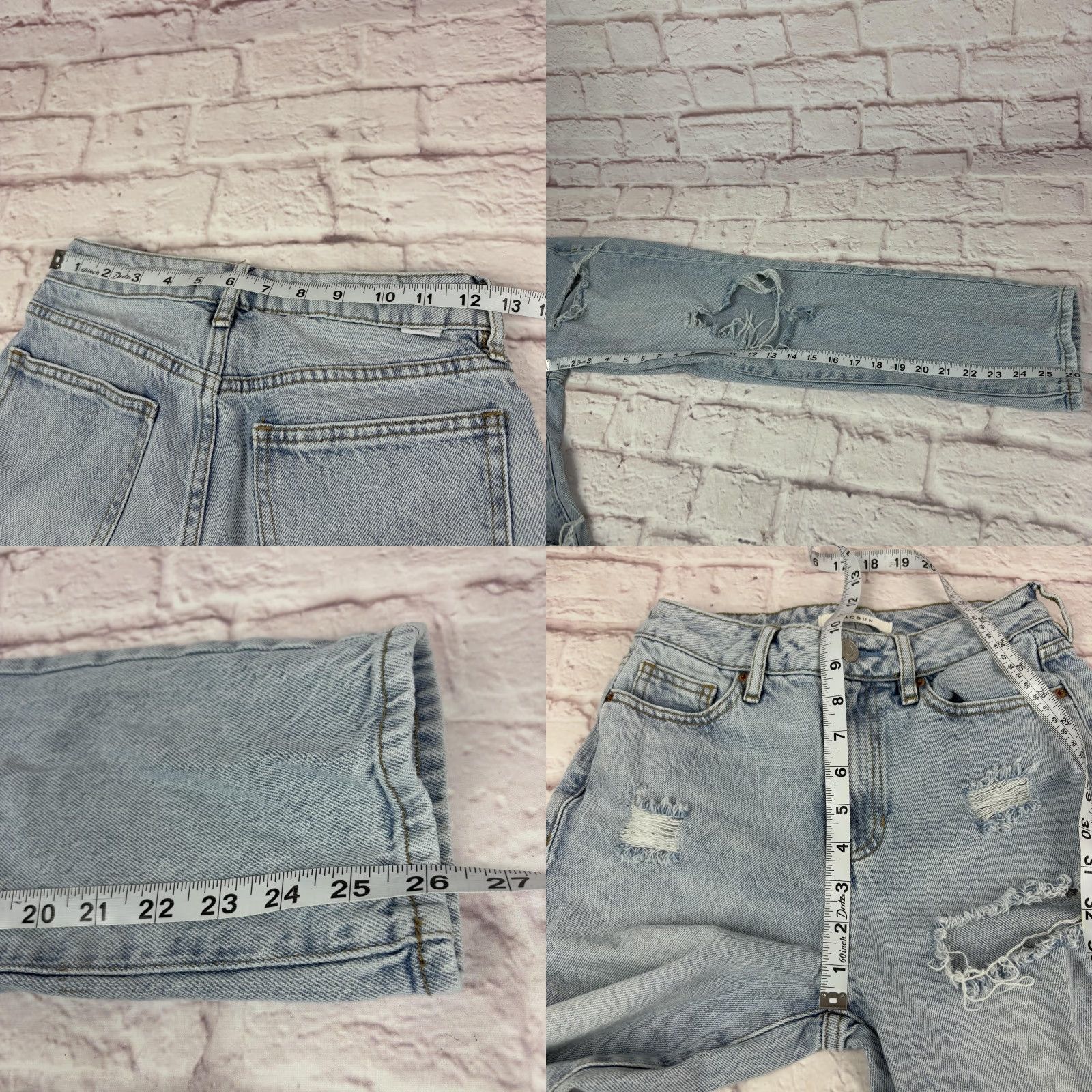 Pacsun PacSun Jeans Womens 25 Light Wash High Rise Distressed Straight Leg Denim Size 42" / US 20 - 8 Thumbnail