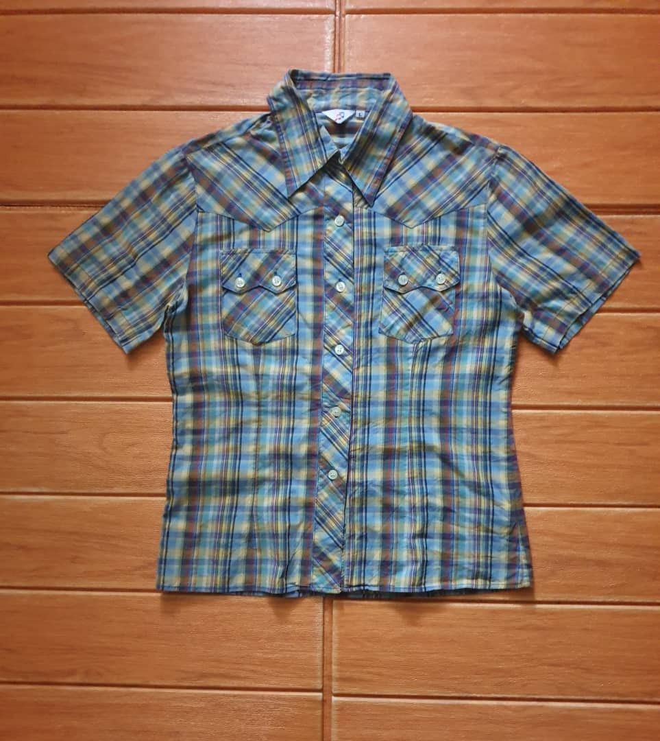 Japanese Brand Checkered chambray retro shirt Size XXS / US 00 / IT 34 - 1 Thumbnail
