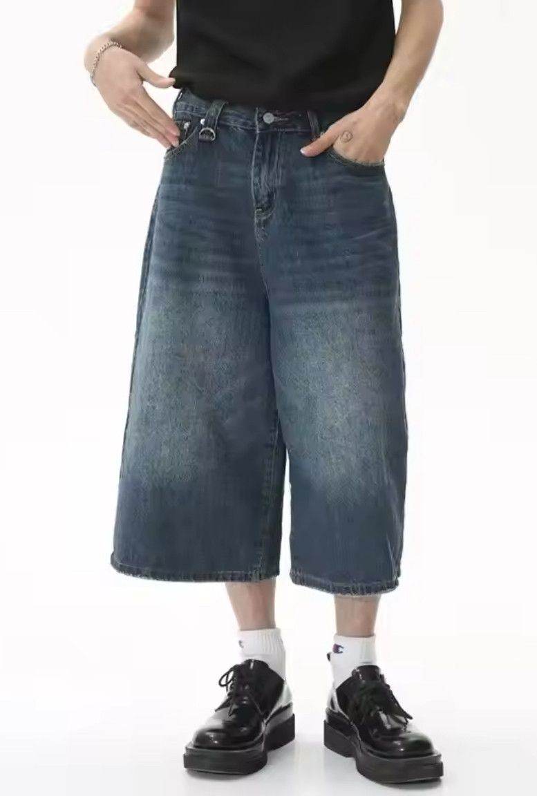 Designer × Japanese Brand Wide Leg Knee Length Shorts Denim Unisex Size US 31 - 1 Thumbnail