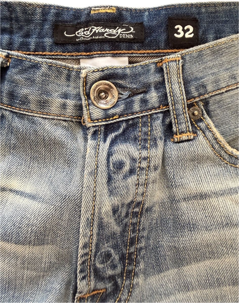 Ed Hardy Vintage Double Skull Rhinestone Ed Hardy Jeans Size US 32 / EU 48 - 7 Thumbnail