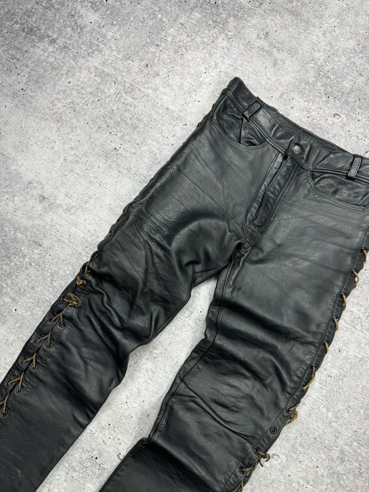 Genuine Leather × Vintage Vintage 90’s Y2K Style Casual Cowboy Genuine Leather Pants Size US 31 - 10 Thumbnail