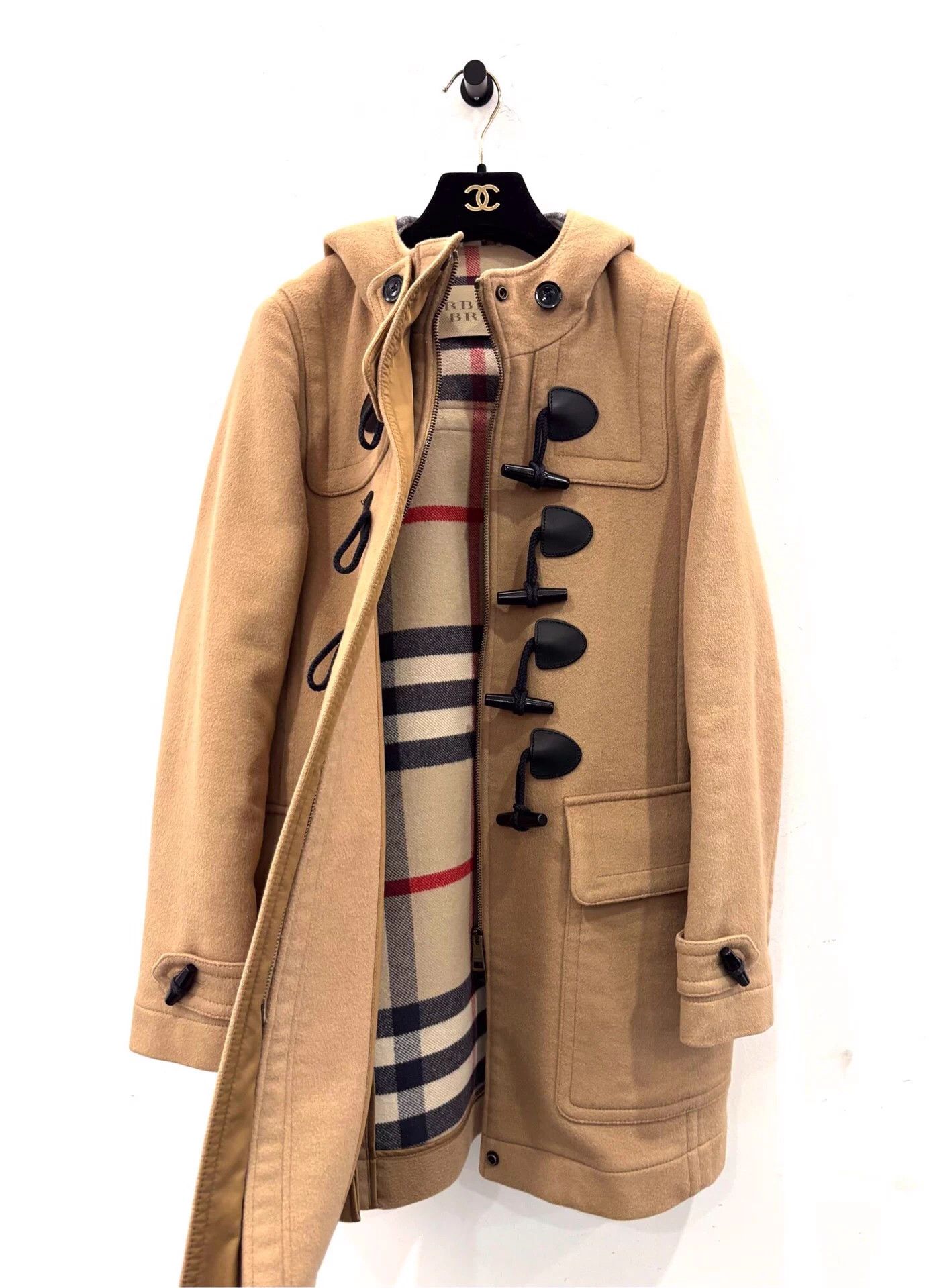 Burberry Burberry Brit Camel Wool Pinstriped Coat UK8 Size S / US 4 / IT 40 - 4 Thumbnail