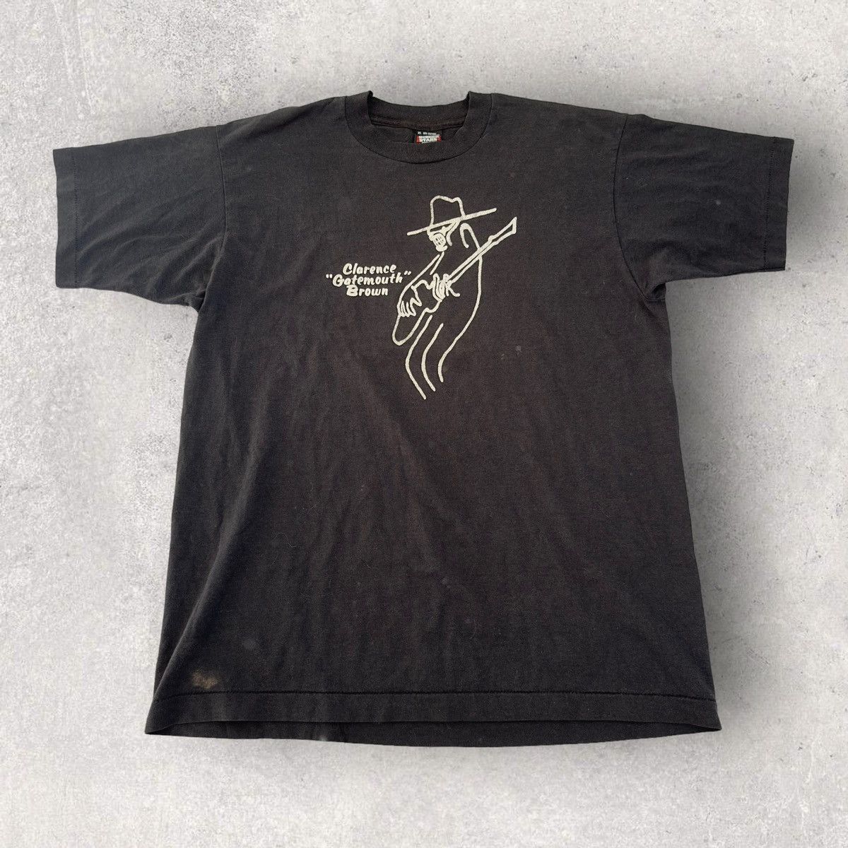 image of Band Tees x Screen Stars Vintage Clarence Gatemouth Brown in Black, Men's (Size XL)