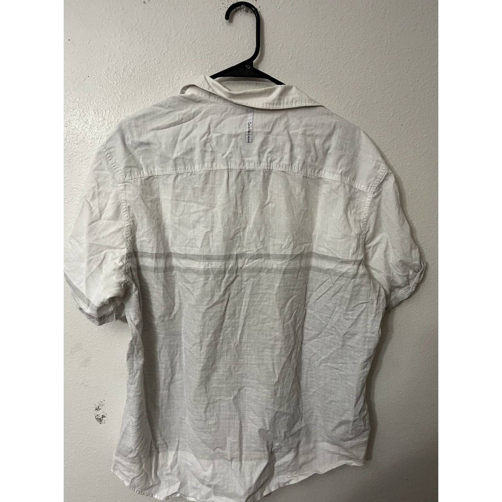 Calvin Klein Calvin Klein Striped Button-Up Shirt Mens XL Short Sleeve Collared Brilliant White Casual Size US 36 / EU 52 - 3 Thumbnail