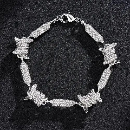 Other Iced Out Barbed Wire Link Chain Rhinestone Size ONE SIZE - 3 Thumbnail