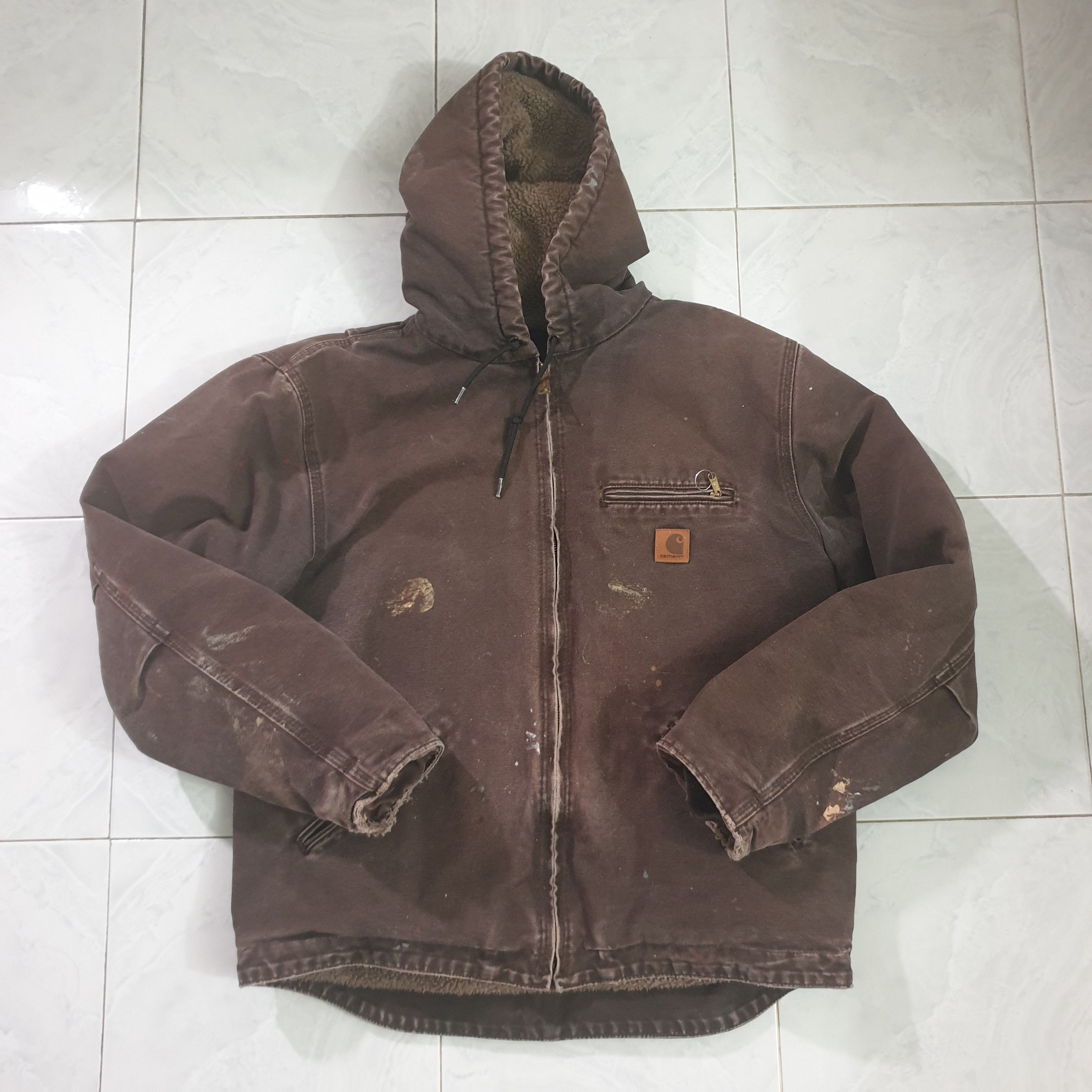 Carhartt J141 DKB Dark Brown Jacket Sherpa-Lined M