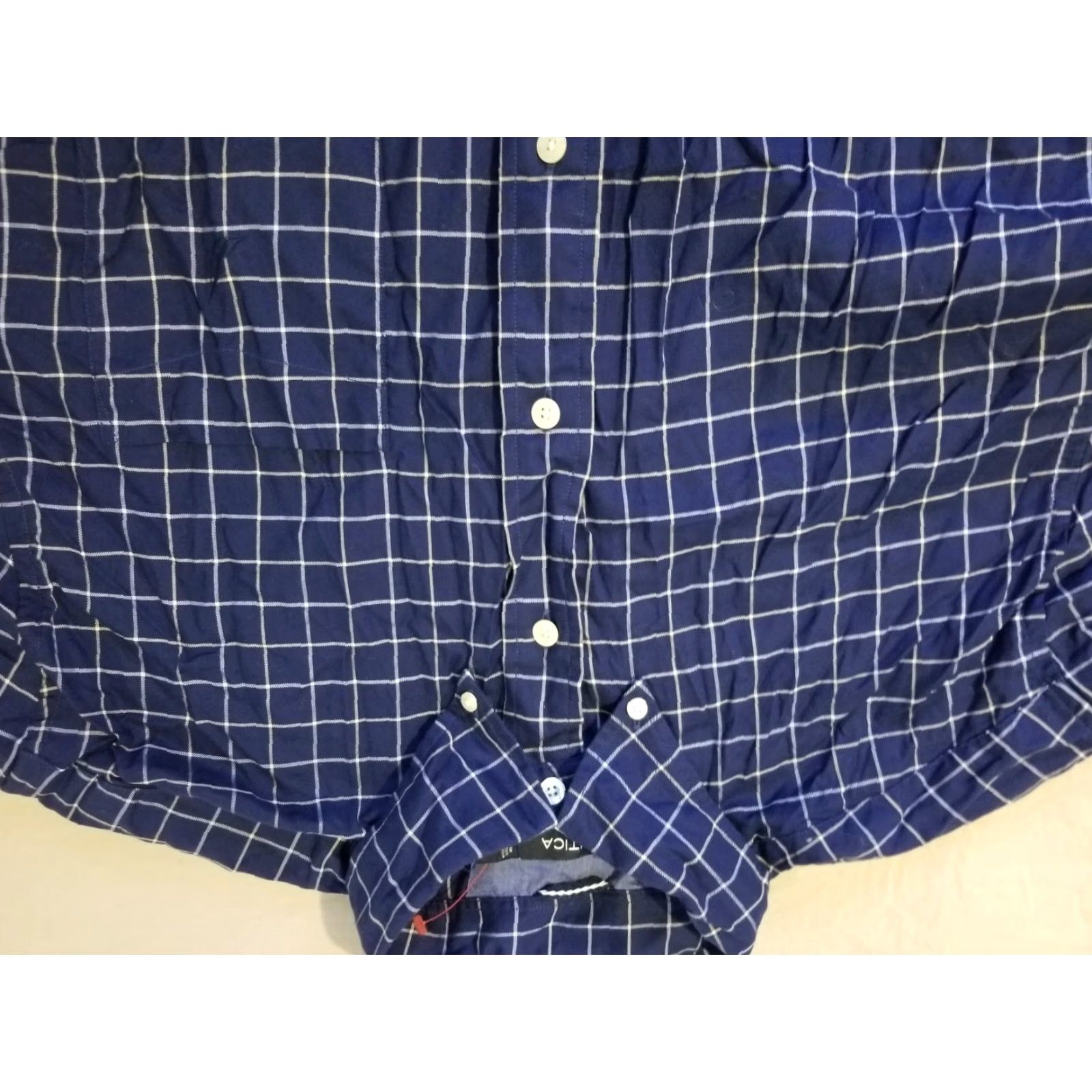 Nautica Nautica Mens Button-Up Dress Shirt XL Navy Blue Cotton Long Sleeve Button-Down Collar Casual Regular Fit Size 46R - 2 Thumbnail