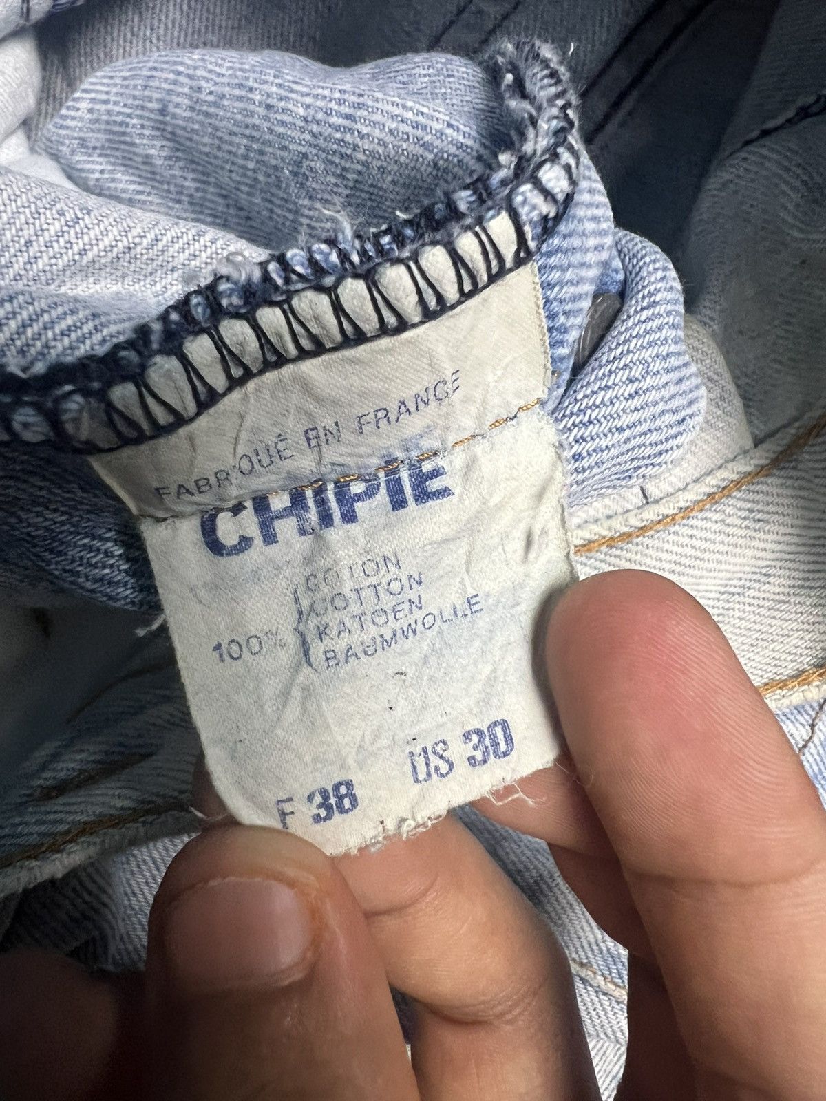 Other Vintage CHIPIE France Light Blue Denim Jeans (45) Size US 30 / EU 46 - 9 Thumbnail