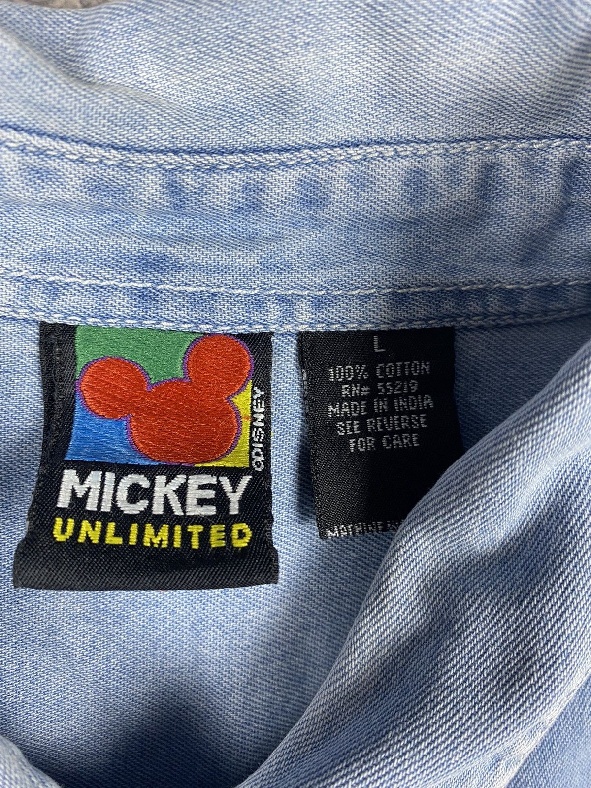 Disney Vintage Disney Mickey Mouse Denim Button Up Shirts Size US L / EU 52-54 / 3 - 9 Thumbnail