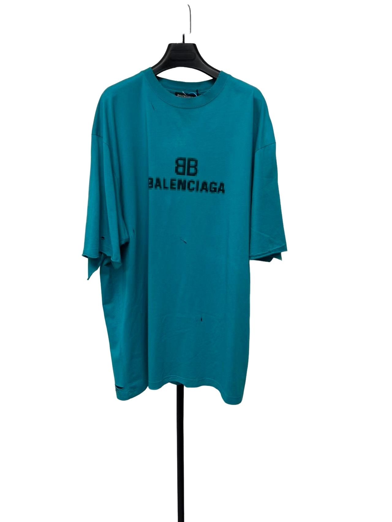 Balenciaga Balenciaga Pixelated BB Logo Distressed T-Shirt S Size US S / EU 44-46 / 1 - 1 Thumbnail