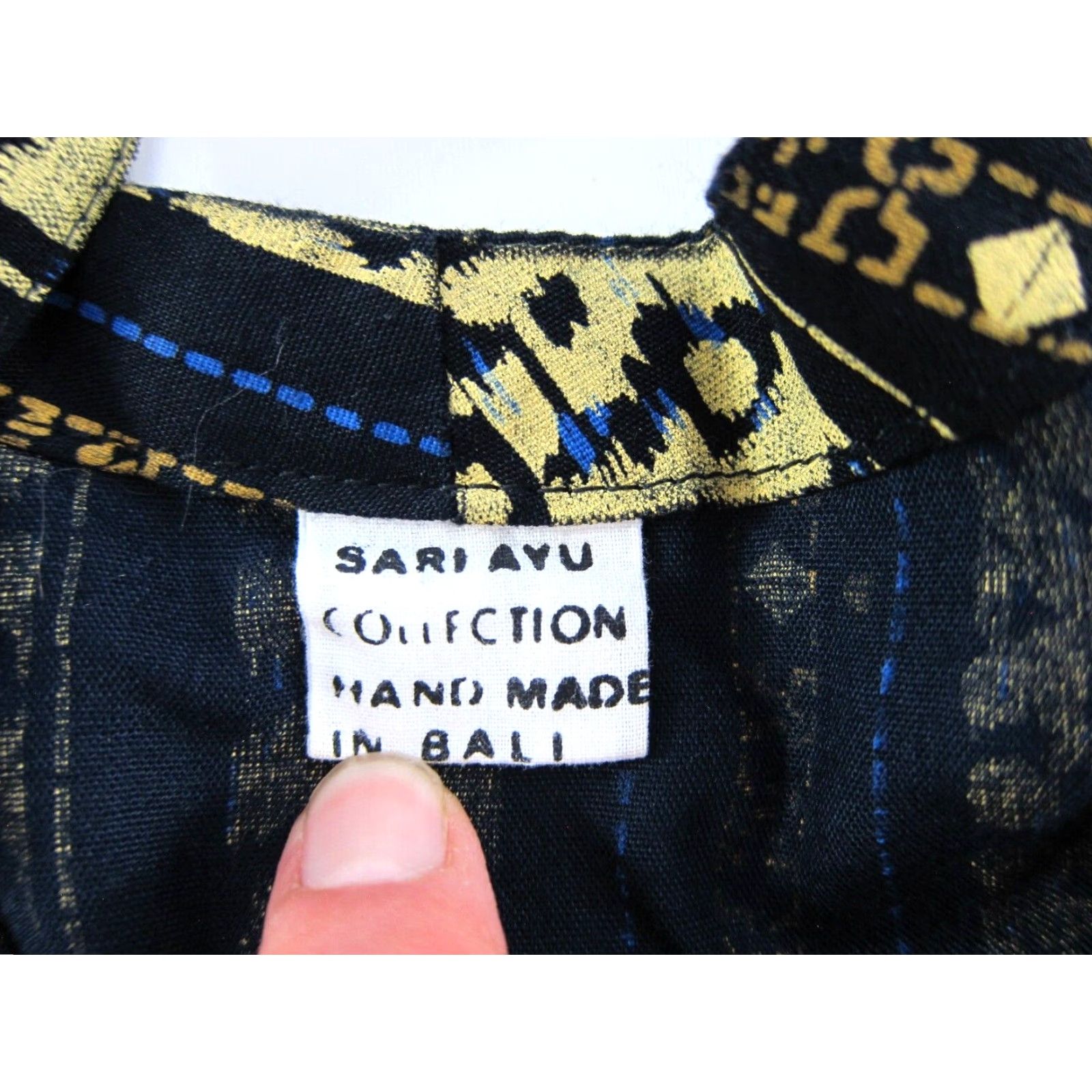 Vintage VINTAGE Sari Ayu Collection Bali 100% Cotton Black Blue Gold Tank Dress Small Sun Maxi Dress Women? Size S / US 4 / IT 40 - 3 Thumbnail