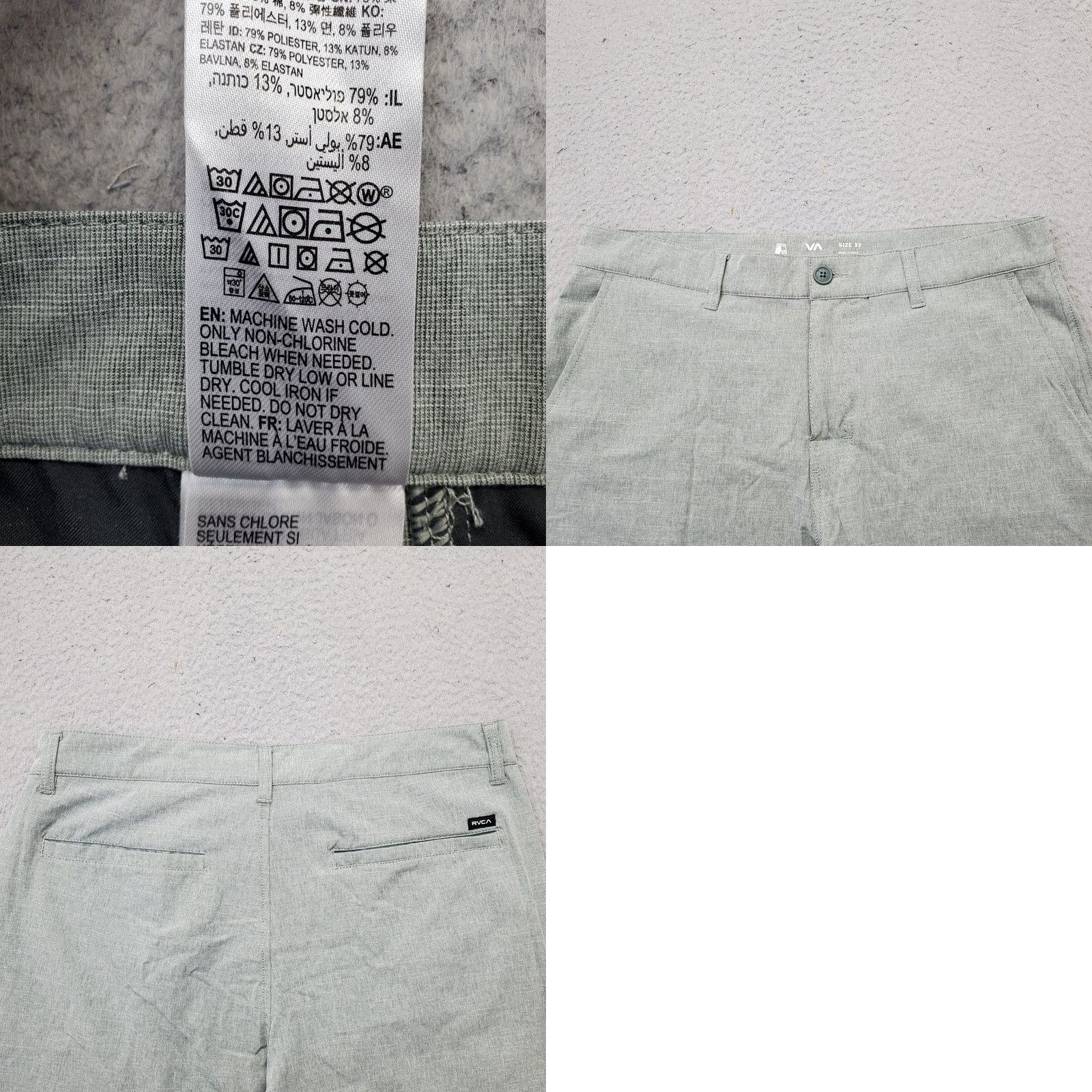RVCA RVCA Mens 33 Green Dual Purpose Trunk Shorts Classic Fit Slash Pocket Velcro Tab Shirt? Size US 33 - 8 Thumbnail