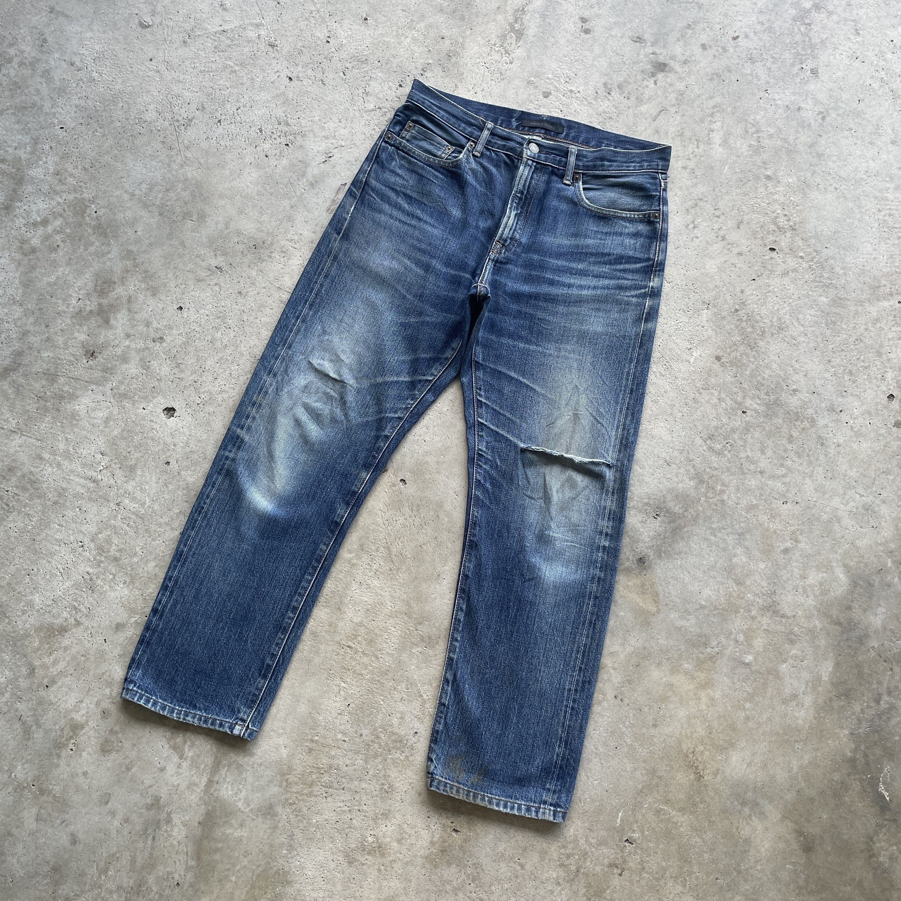 Japanese Brand VINTAGE JAPANESE DISTRESSED FADED REDLINE JEANS PANTS W31 Size US 31 - 1 Thumbnail