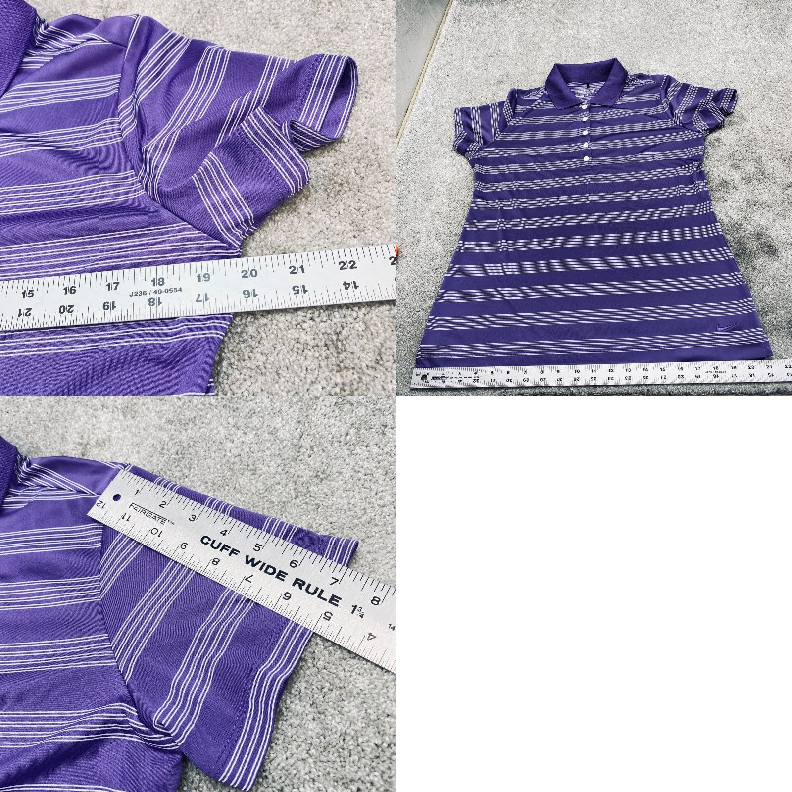 Nike VINTAGE Nike Golf Tour Performance Dri-Fit Polo Shirt Womens Large Purple White Striped Size L / US 10 / IT 46 - 8 Thumbnail