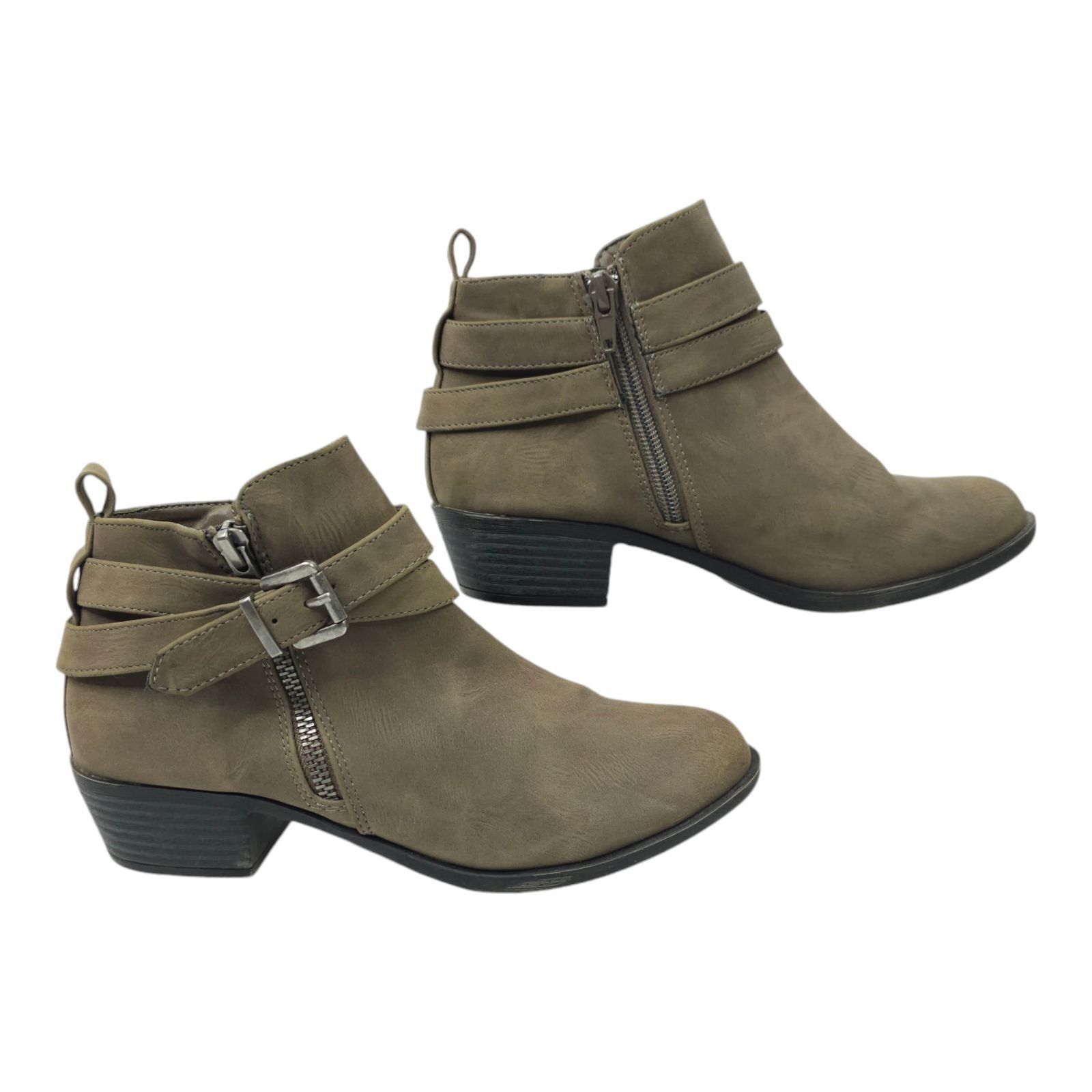 Other Madden Girl Beckk Ankle Boots 7 M Taupe Zip Double Strap Size US 7 / IT 37 - 2 Thumbnail